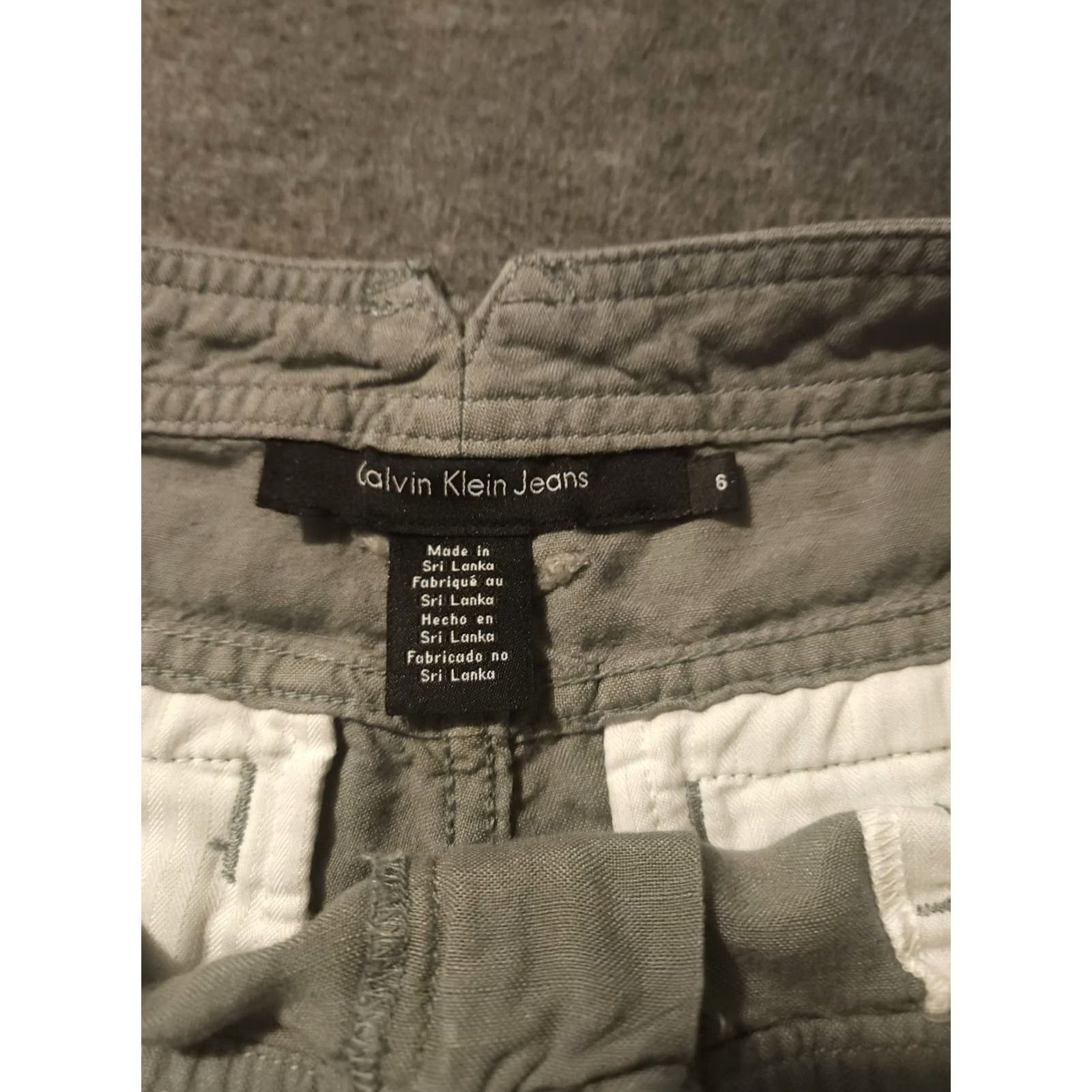 Calvin Klein Calvin Klein Chino Shorts Womens 6 Green Linen Casual Preppy with Slash Pockets Size 28" / US 6 / IT 42 - 2 Thumbnail