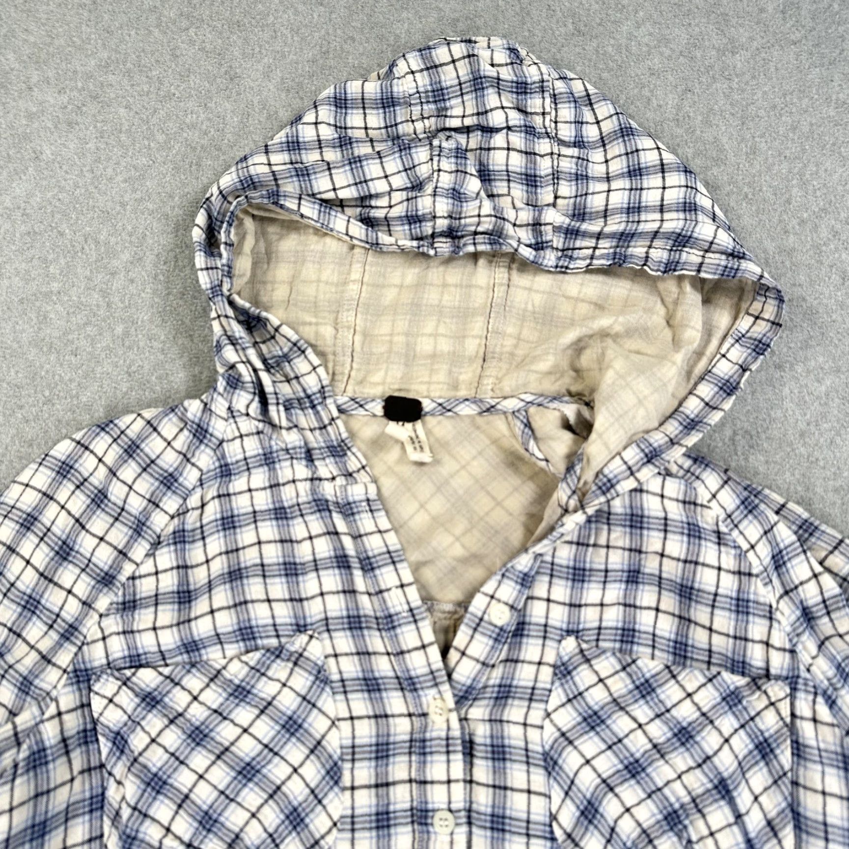 Vintage We The Free Tunic Shirt Womens M Blue Plaid Hooded V Neck Pullover Size M / US 6-8 / IT 42-44 - 3 Thumbnail