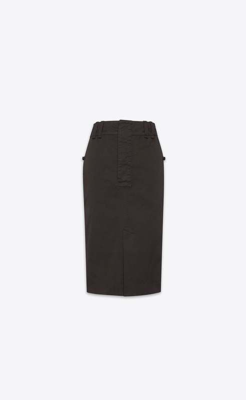 Saint Laurent Paris o1s1wg110625 786191 Pencil Skirt in Cotton in Dark Grey Size 29" - 1 Thumbnail