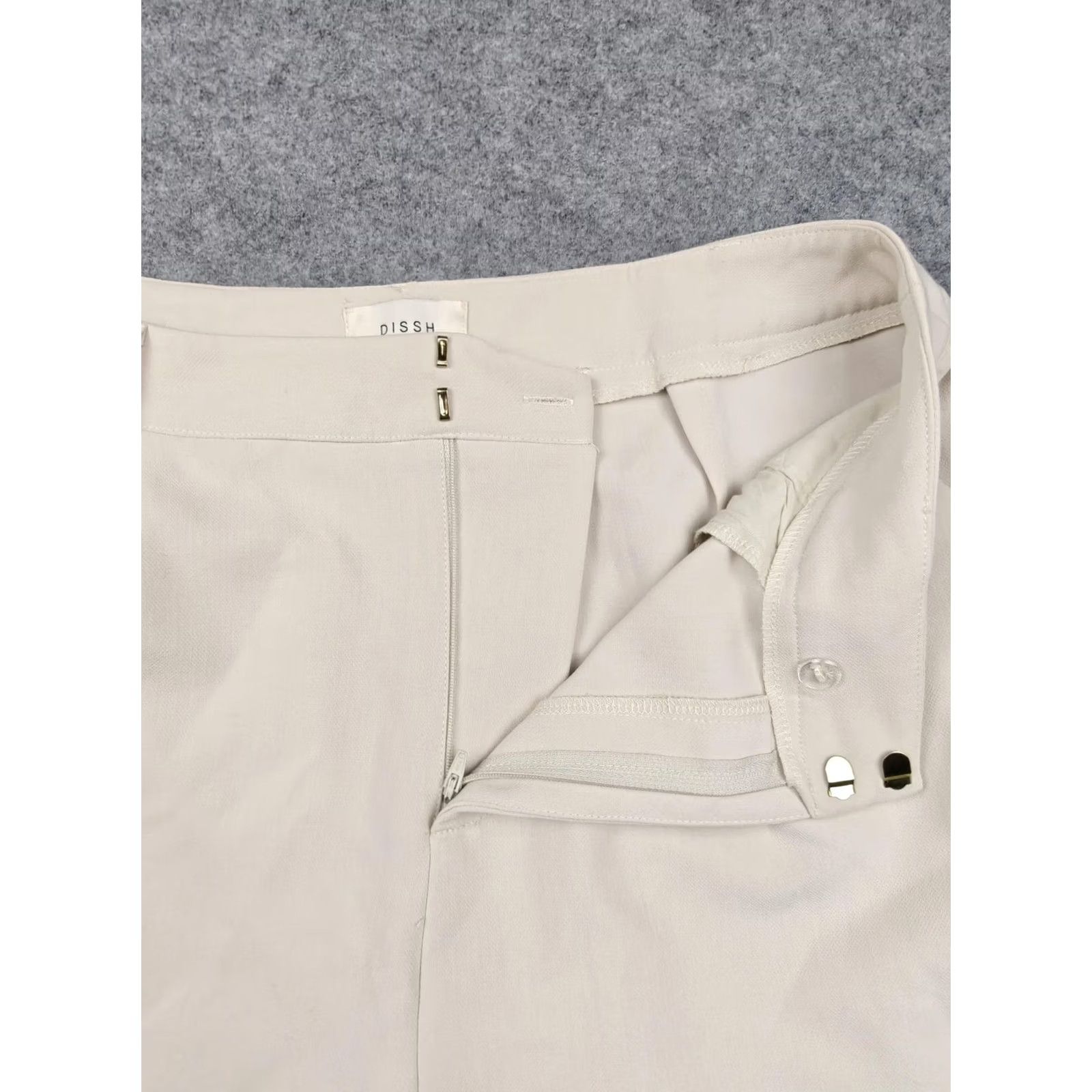 Vintage DISSH Dress Womens 10 Beige Pants Twill Wide Leg Pleated Stretch Lined Career Size 32" / US 10 / IT 46 - 4 Thumbnail