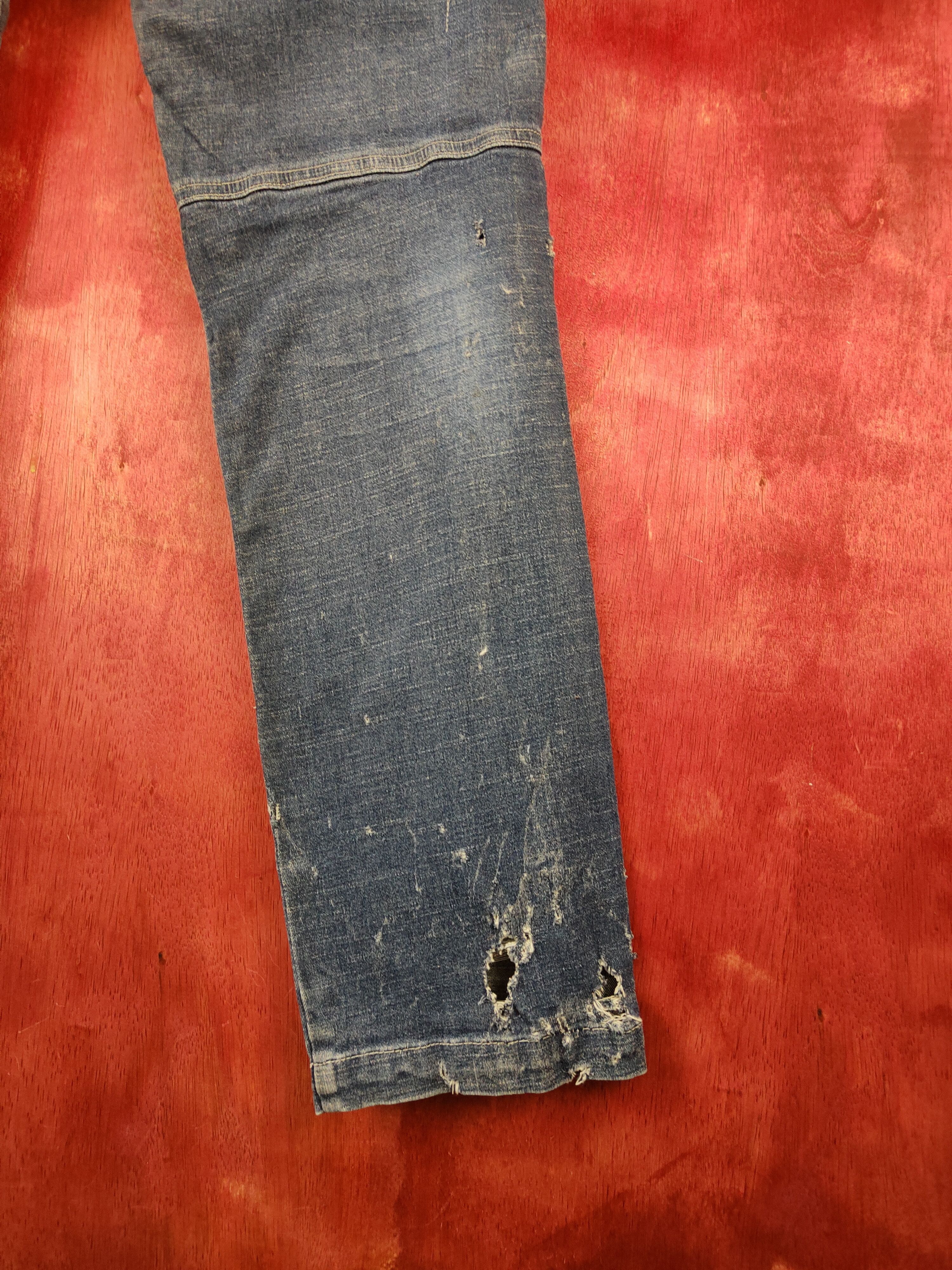 Japanese Brand FieldCore Blue Distressed Ripped Stretch Jeans #S2125 Size US 34 / EU 50 - 14 Thumbnail