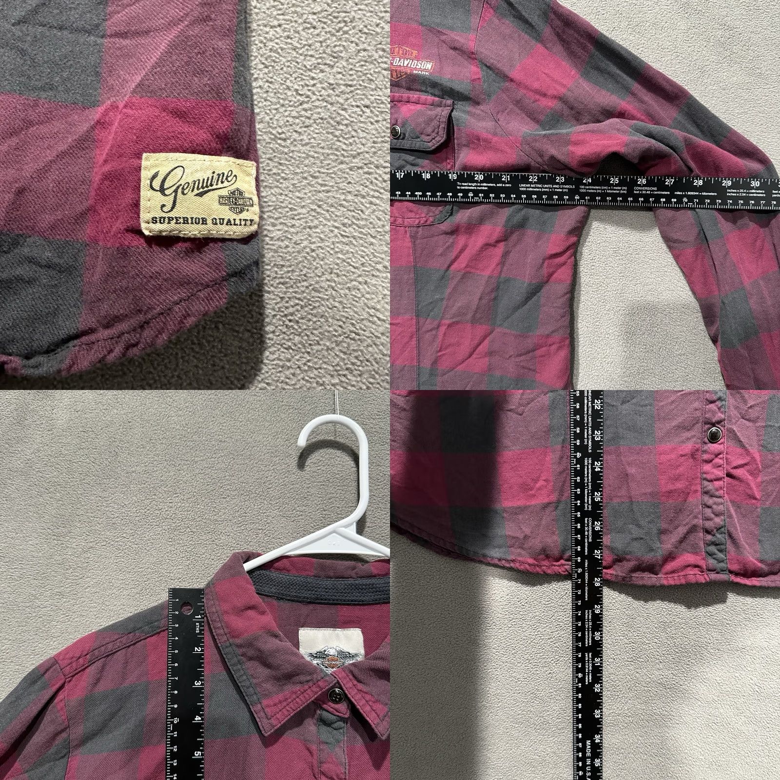 Harley Davidson Harley-Davidson Shirt Womens 1W Burgundy Plaid Snap Up Button Up Moto EUC Motorcycle Size XL / US 12-14 / IT 48-50 - 9 Thumbnail