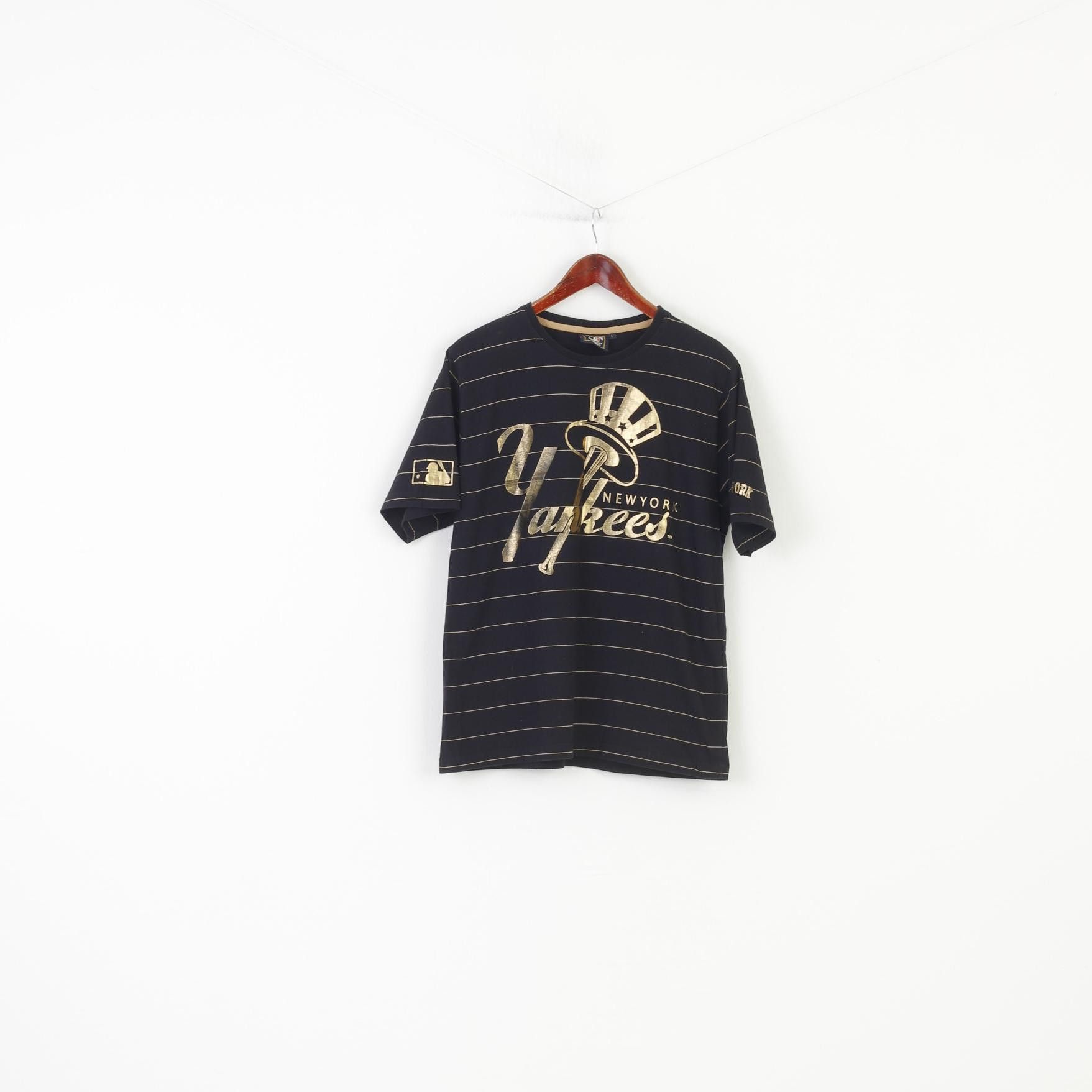 Cooperstown Collection Cooperstown Men L T-Shirt Black Cotton Gold Striped 10337 Size US L / EU 52-54 / 3 - 1 Thumbnail