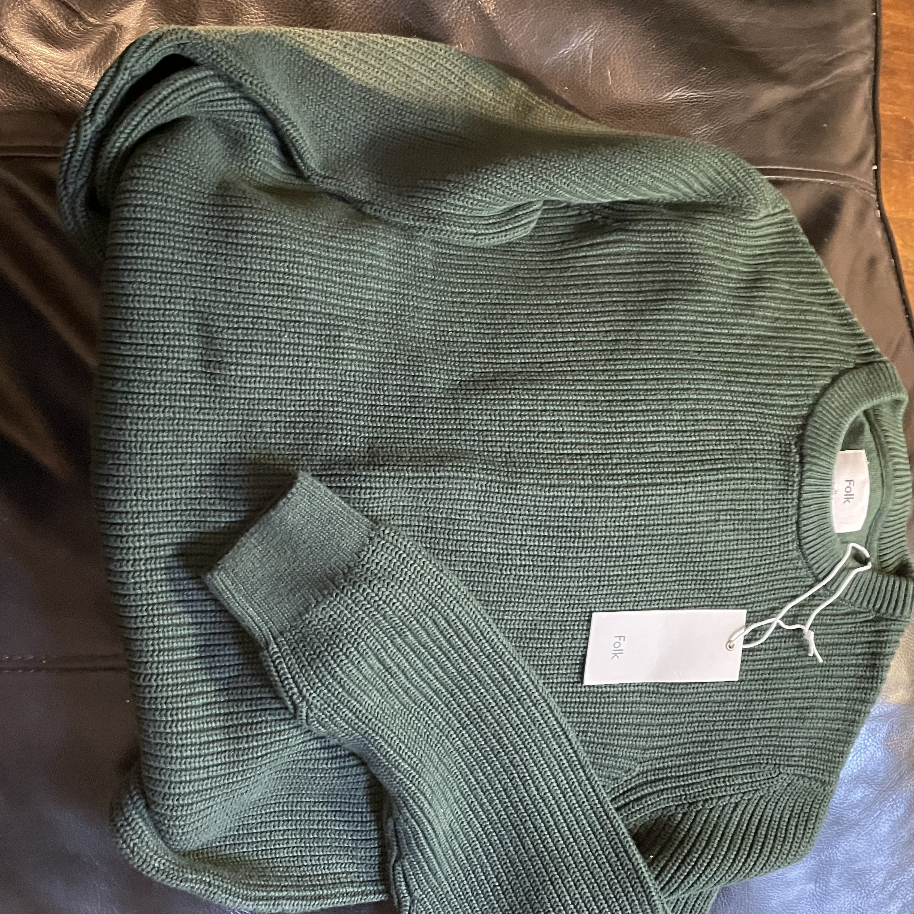Folk Folk haylen raglan crew men's cotton sweater green Size US XL / EU 56 / 4 - 1 Thumbnail
