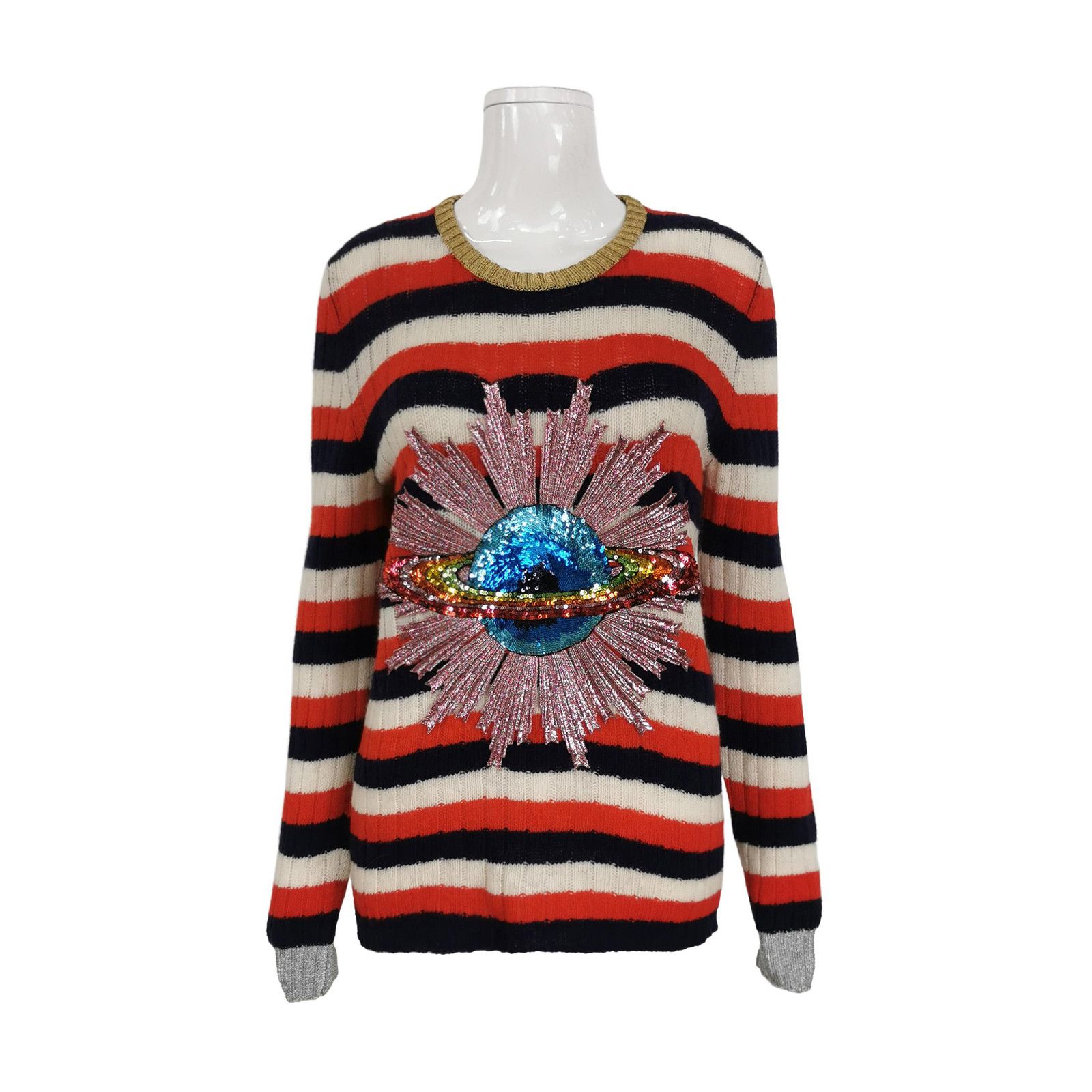 Gucci Gucci Striped Sequin Planet Sweater Size M Size US M / EU 48-50 / 2 - 1 Thumbnail