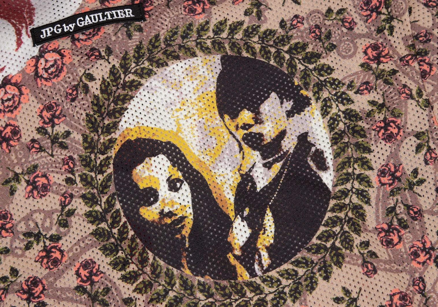 Jean Paul Gaultier Collage Print Poly Mesh Shirt in Mocha Multi Size 48 Size US M / EU 48-50 / 2 - 11 Thumbnail