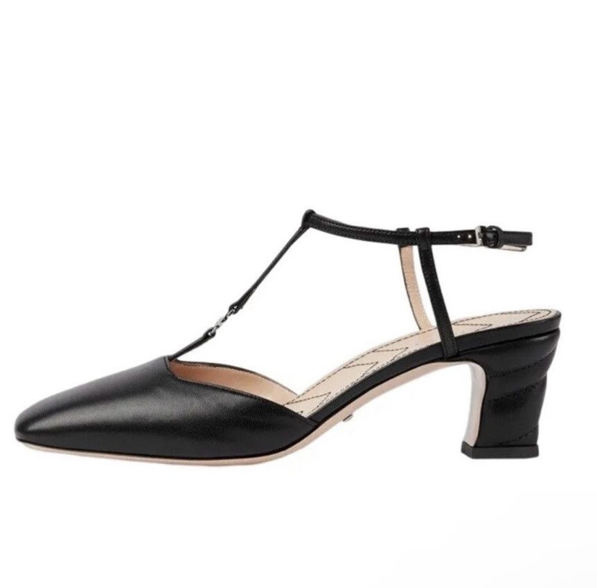 Gucci Gucci Double G T-Bar Leather Pumps Size US 10 / IT 40 - 2 Thumbnail