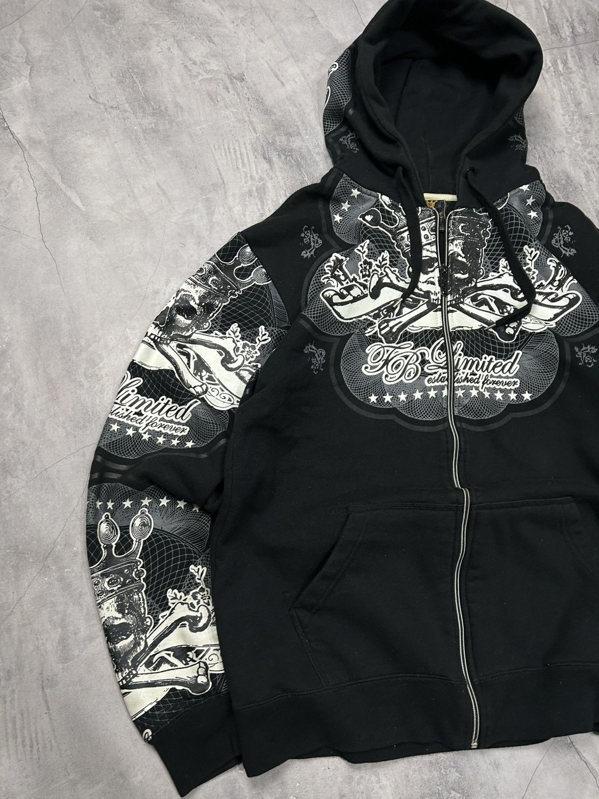 Japanese Brand × Vintage Vintage zip hoodie Fishbone streetwear tattoo y2k swag hype Size US XXL / EU 58 / 5 - 3 Thumbnail