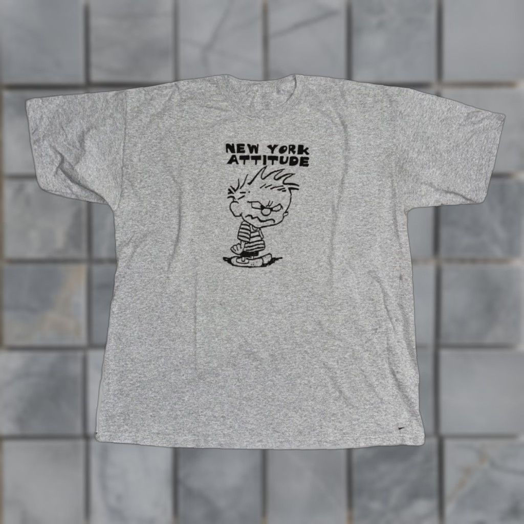 Sea New York VINTAGE New York Attitude Graphic T-Shirt Mens T-Shirt 2XL Gray Cartoon 90s Y2K Skater Size US XXL / EU 58 / 5 - 1 Thumbnail