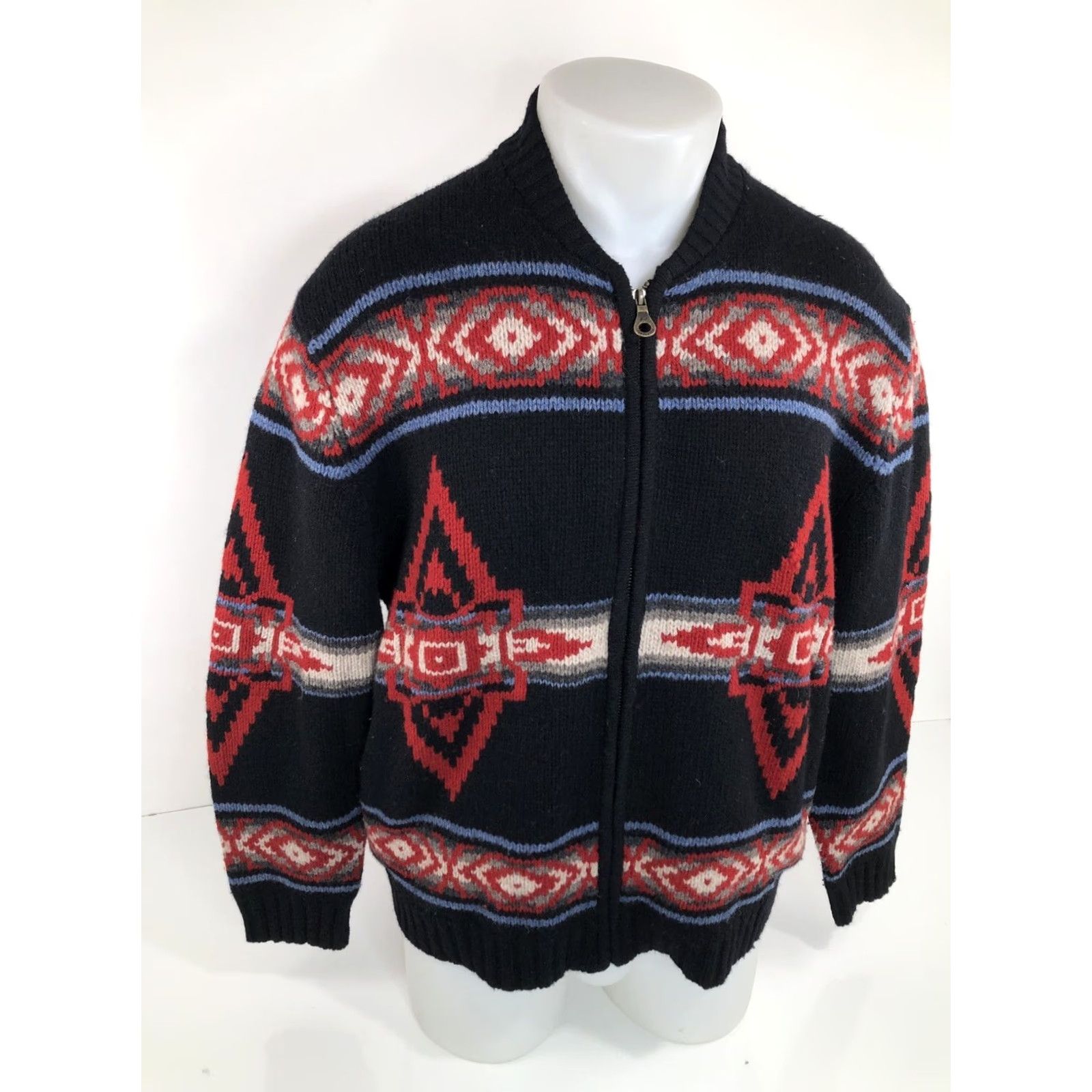 Pendleton Pendleton Wool Knit Full Zip SOUTHWEST AZTEC Md. Sweater Jacket Men M Black Red Beige Blue Aztec Full Zip Size US M / EU 48-50 / 2 - 2 Thumbnail