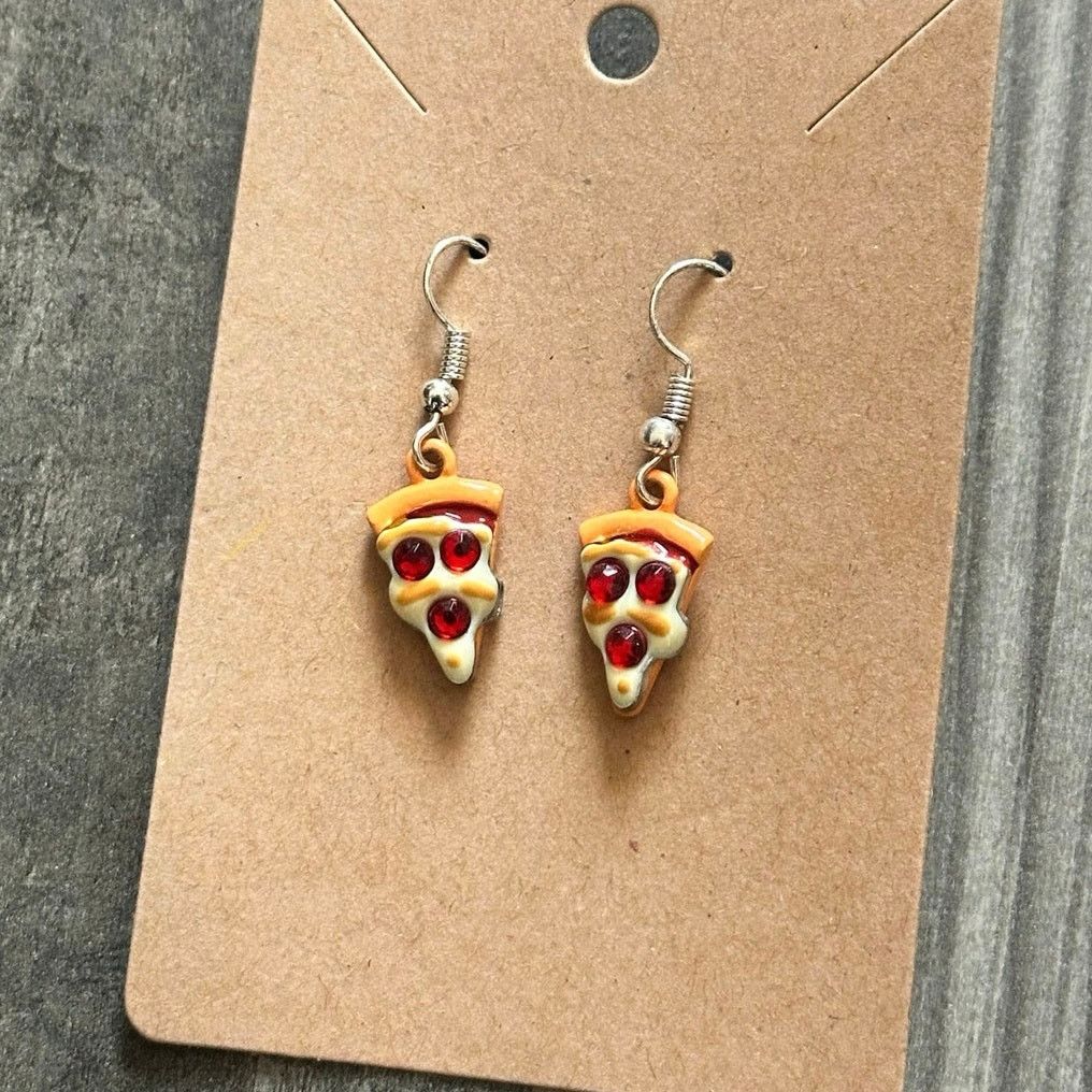 Other pizza rhinestone dangly earrings Size ONE SIZE - 1 Thumbnail