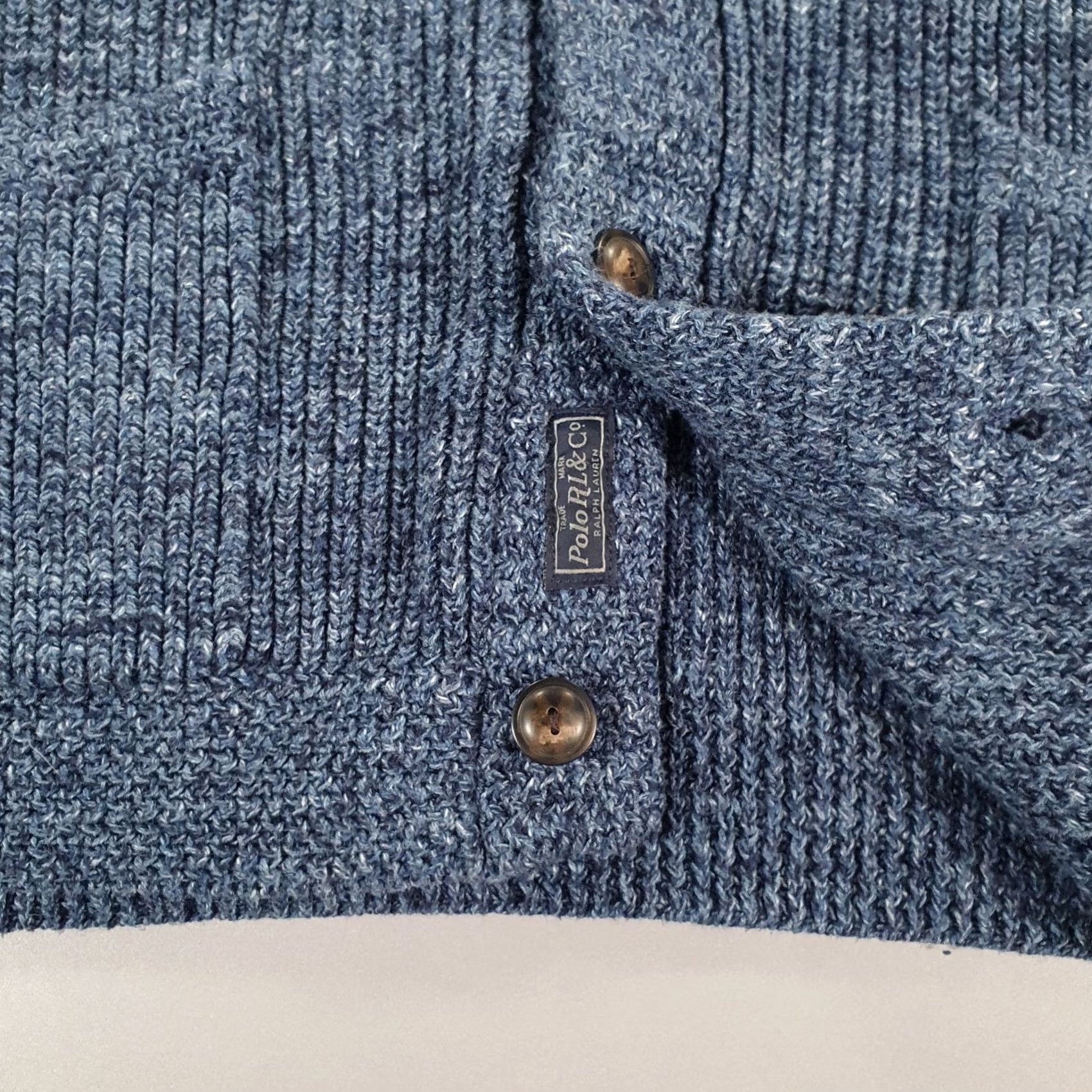 Polo Ralph Lauren Polo Ralph Lauren Cardigan Mens XL Shawl Neck Heavyweight Blue Knit Jumper Pocketed 100% Cotton Winter Regular Size US XL / EU 56 / 4 - 5 Thumbnail