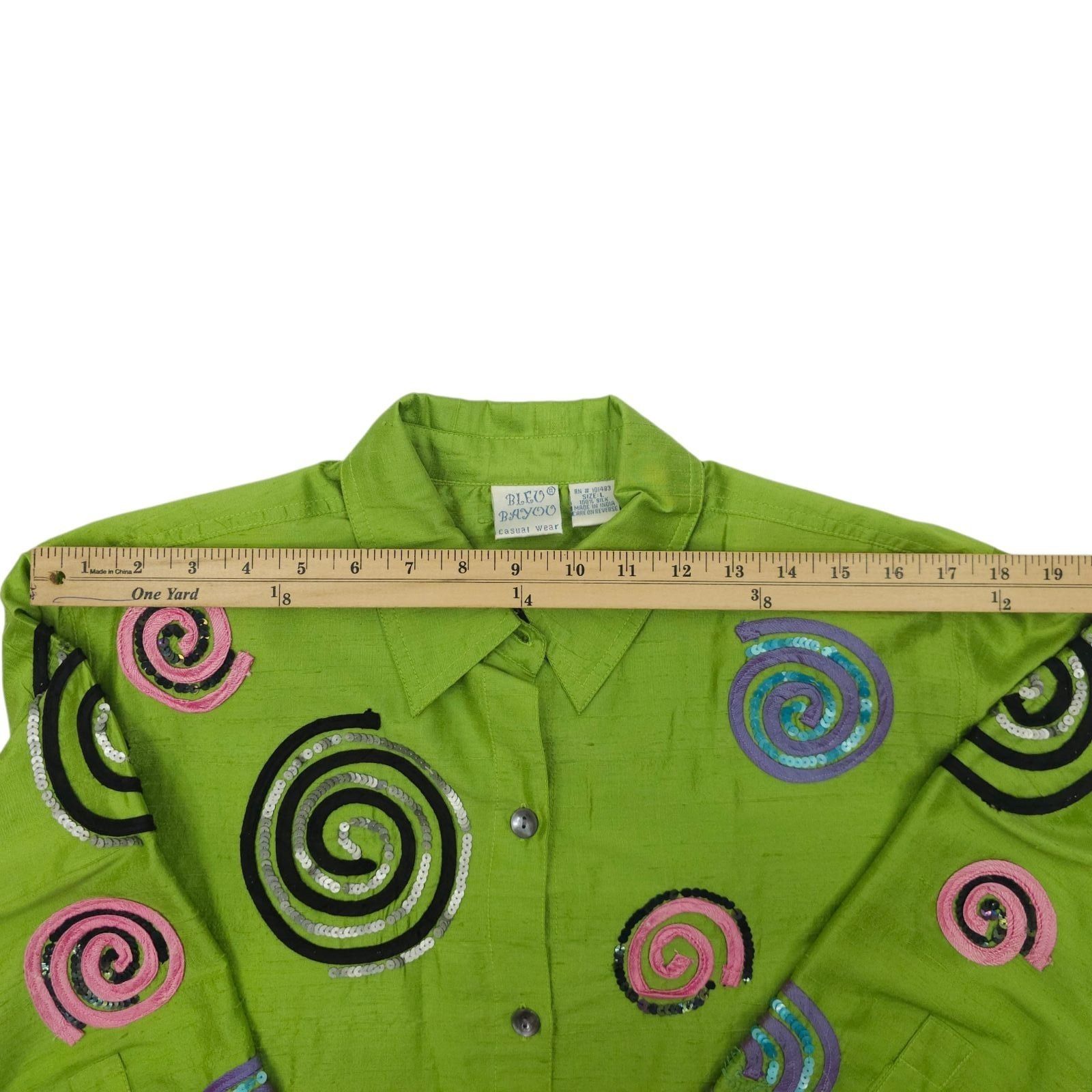 Other Bleu Bayou Jacket Tank 2pc Set L Lime Green Silk Sequin Size L / US 10 / IT 46 - 5 Thumbnail