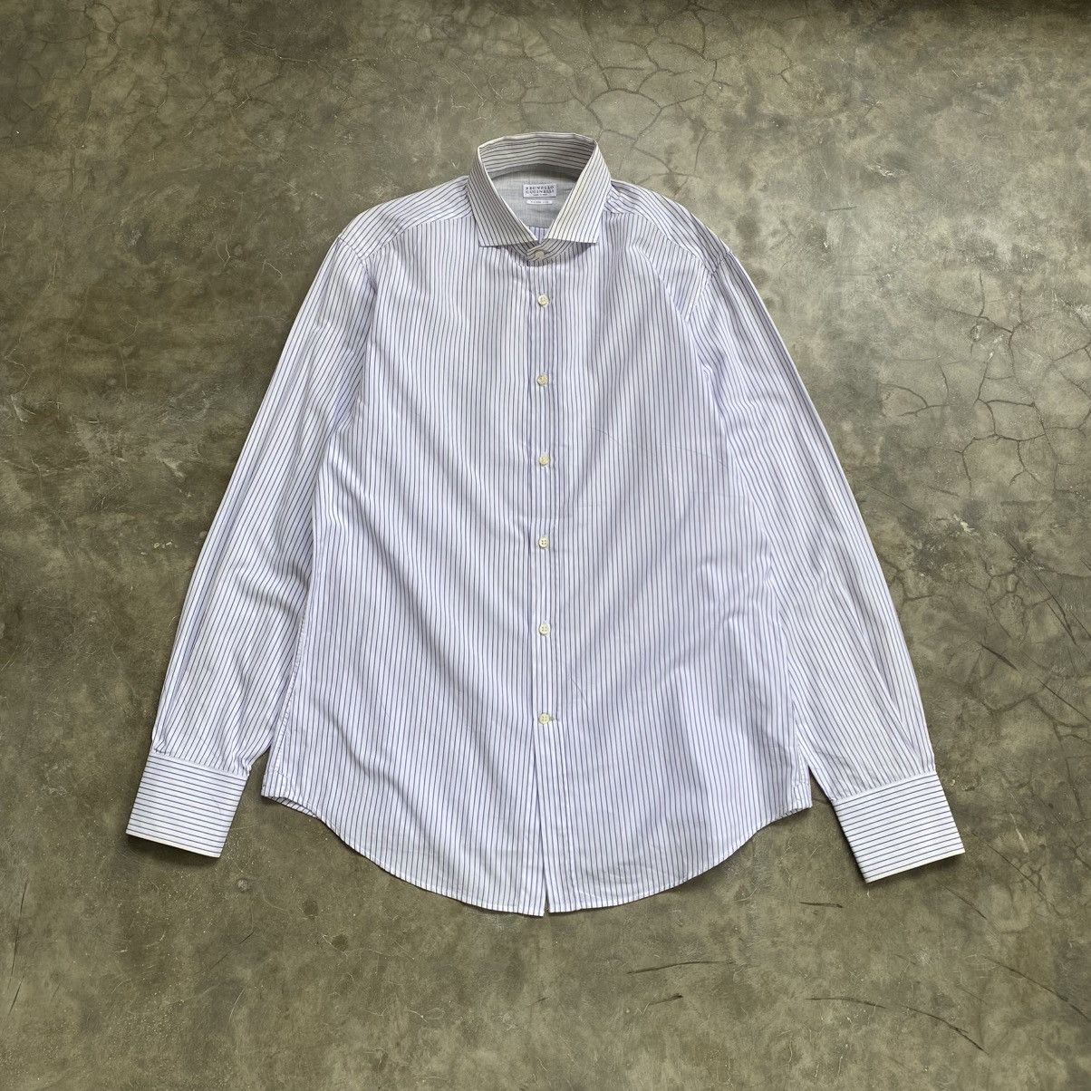 Brunello Cucinelli Brunello Cucinelli Stripe Button Ups Shirt Size US L / EU 52-54 / 3 - 1 Thumbnail