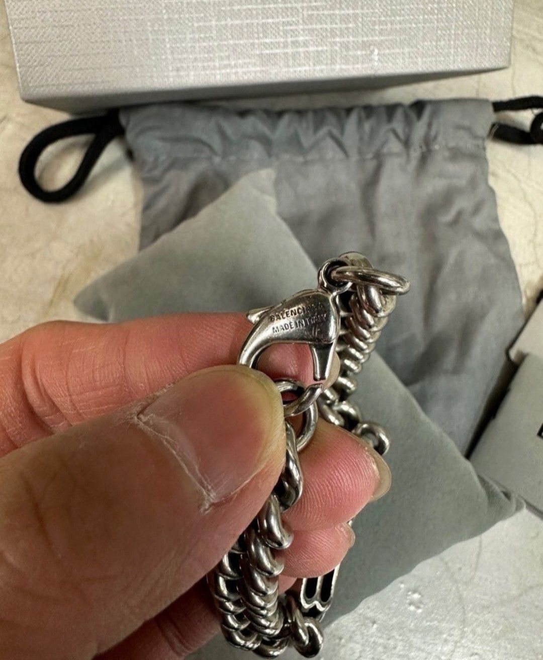 Balenciaga BALENCIAGA Classic Double B Cuban Silver Bracelet Size ONE SIZE - 4 Thumbnail