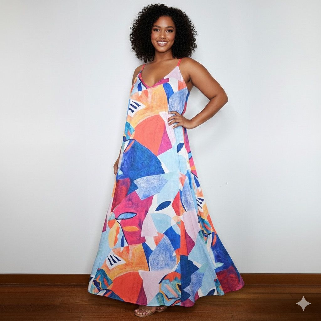Nicole Miller Nicole Miller Size XXL Dress Flowing Trapese Maxi Spaghetti Size XXL / US 16-18 / IT 52-54 - 2 Thumbnail