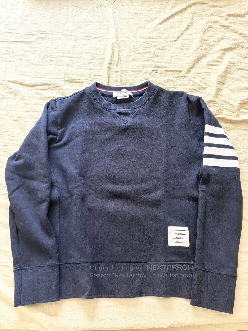 Thom Browne Thom Browne Navy Blue Four-Striped Sweatshirt Size US L / EU 52-54 / 3 - 1 Thumbnail