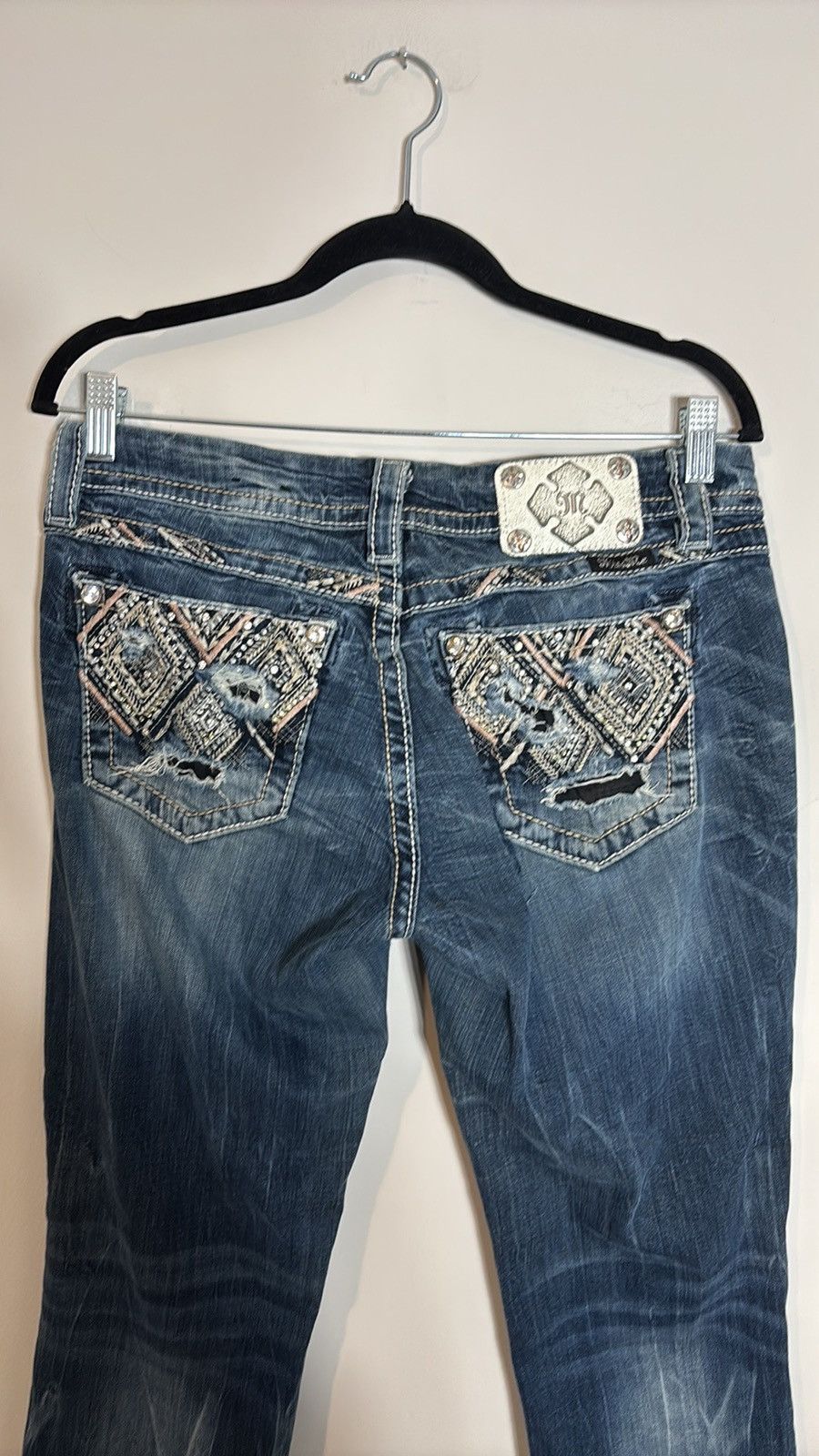 Miss Me Miss Me Mid Rise Jeans Embellished Repaired Size 32" / US 10 / IT 46 - 4 Thumbnail