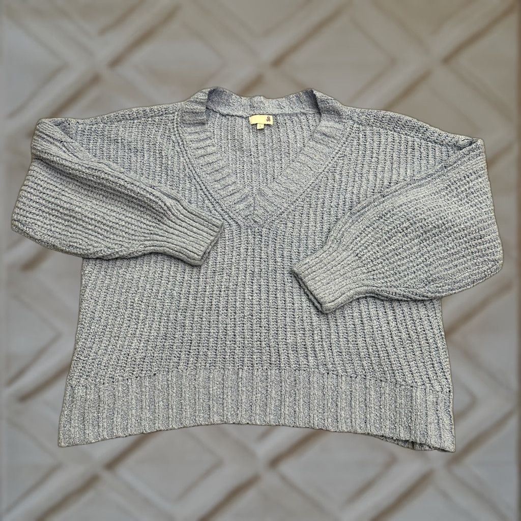 Vintage SO Pullover Sweater Womens Large Purple V-Neck Chunky Knit Casual Travel Ladies Size L / US 10 / IT 46 - 1 Thumbnail