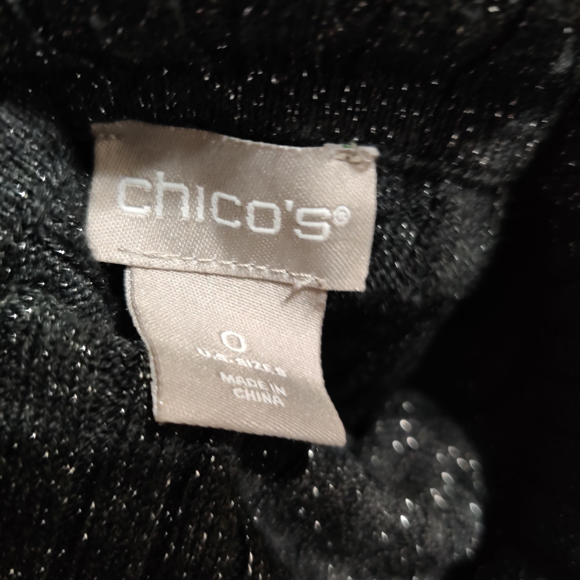 Chicos Chicos 0 Small Black Gray Silver Ribbed Metallic Turtleneck Size S / US 4 / IT 40 - 6 Thumbnail