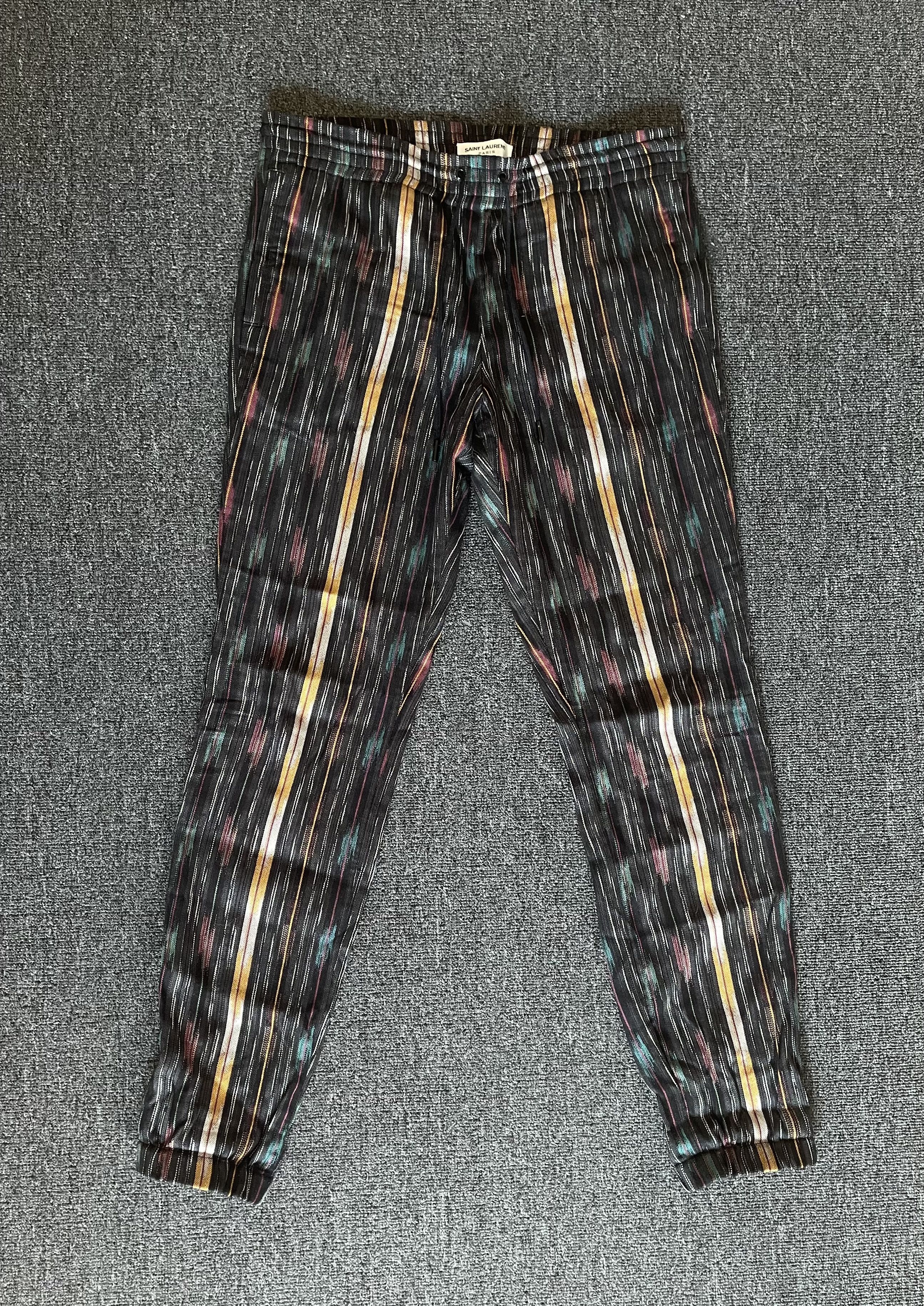 image of Saint Laurent Paris Saint Laurent Unisex Striped Casual Pants Size M in Variegated, Men's