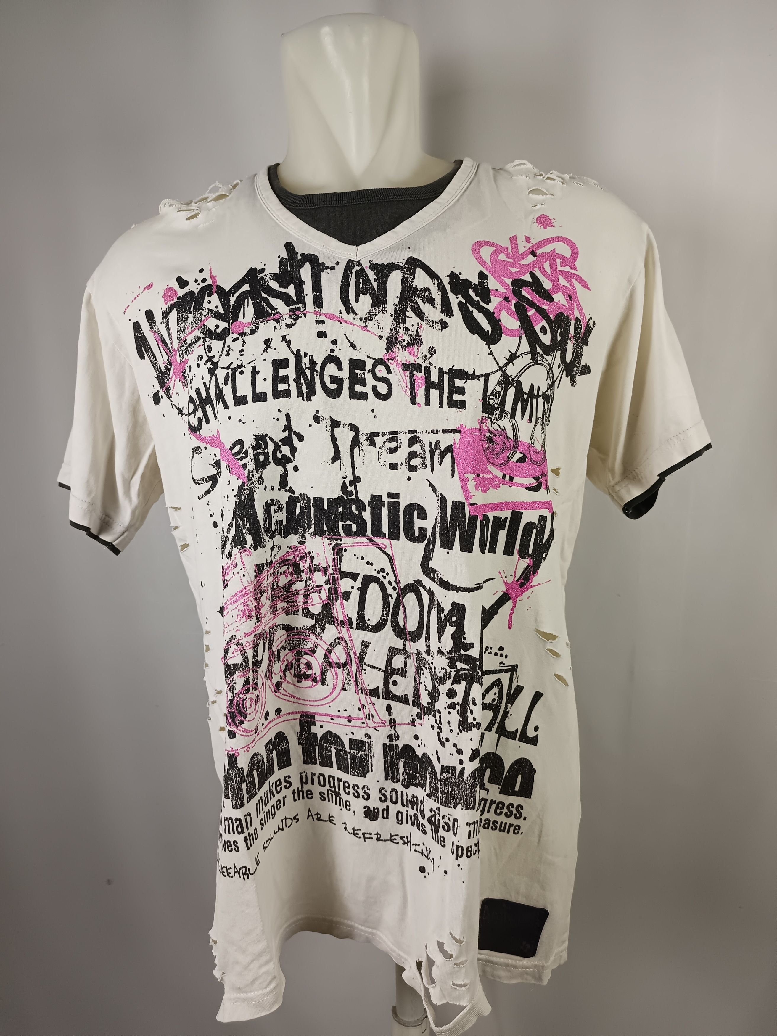 If Six Was Nine × Japanese Brand × Vintage Time Step POEM Print Distressed Tshirt Double Layer Size US XL / EU 56 / 4 - 1 Thumbnail