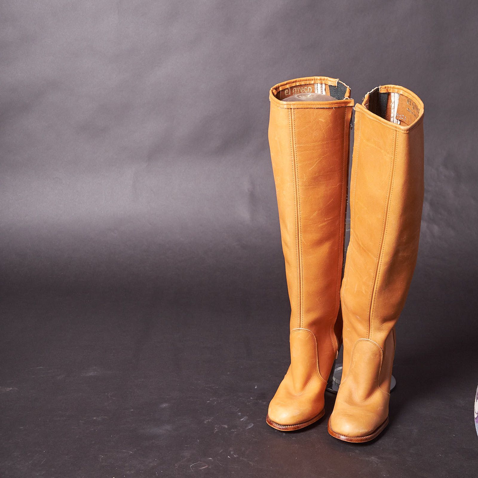 Vintage 1980s El Greco Buckskin Leather Tall Heeled Boots Size US 5 / IT 35 - 2 Thumbnail