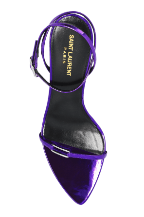 Saint Laurent Paris oc11z1225 775116 Kitty Sandals in Metallic Leather in Purple Size US 8 / IT 38 - 6 Thumbnail