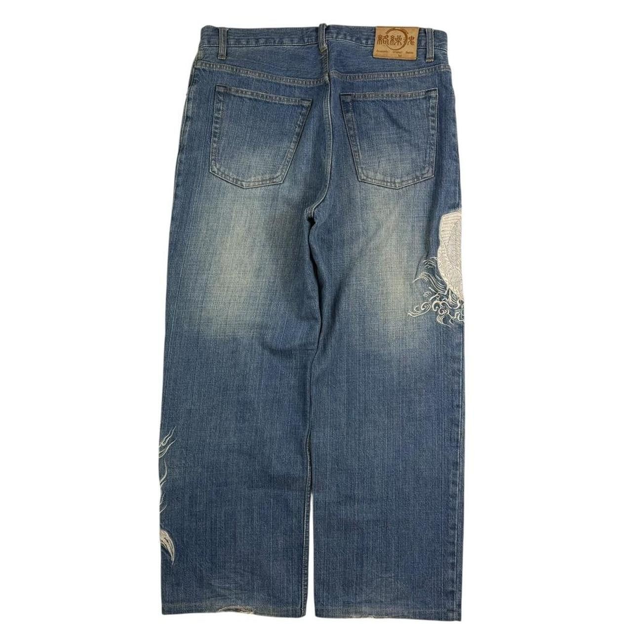 Karakuri Tamashii Karakuri Tamashii Embroidered Koi Japanese Jeans - Waist 35 Size US 35 - 5 Thumbnail