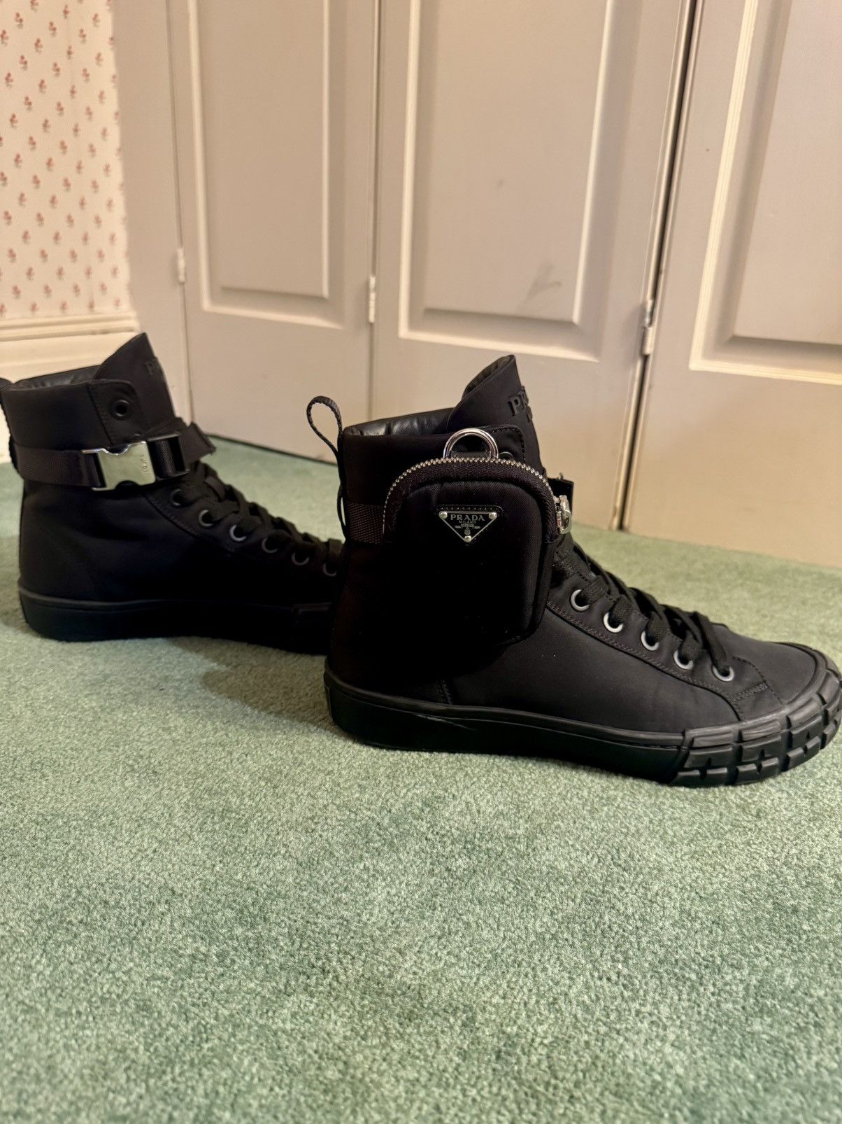 Prada Hi-Top Sneakers w/ Triangle Pouch Size US 7.5 / EU 40-41 - 6 Thumbnail