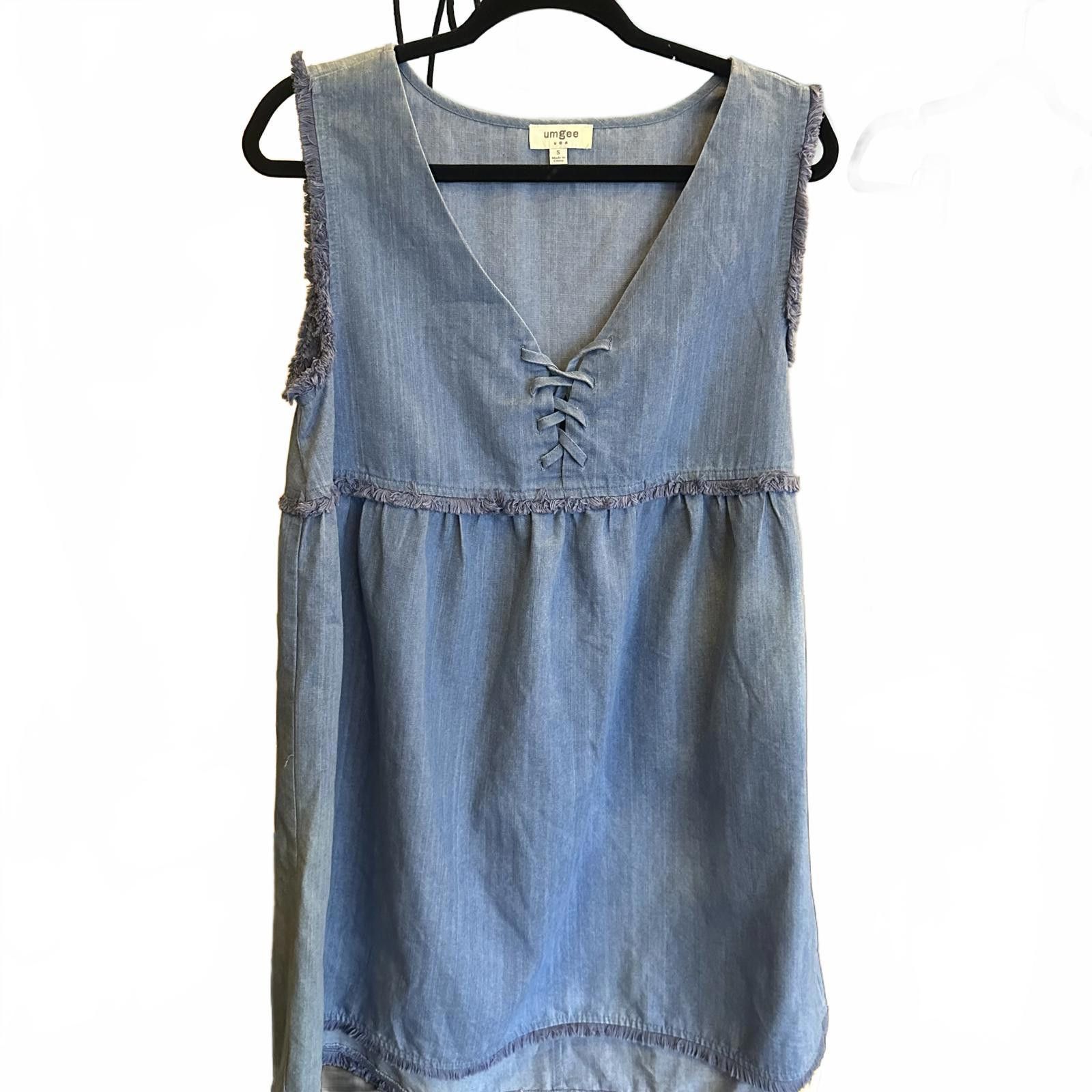 Designer Umgee Stylish Chambray Tunic Top Size S / US 4 / IT 40 - 1 Thumbnail