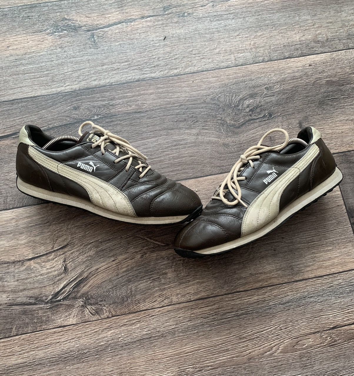 Puma × Vintage Vintage 00’ Puma Brown Leather Sneakers Size US 10 / EU 43 - 3 Thumbnail