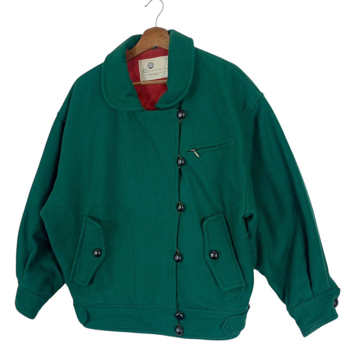 Issey Miyake Vintage Brahmin Dark Green Wool Button Jacket Size US M / EU 48-50 / 2 - 3 Thumbnail