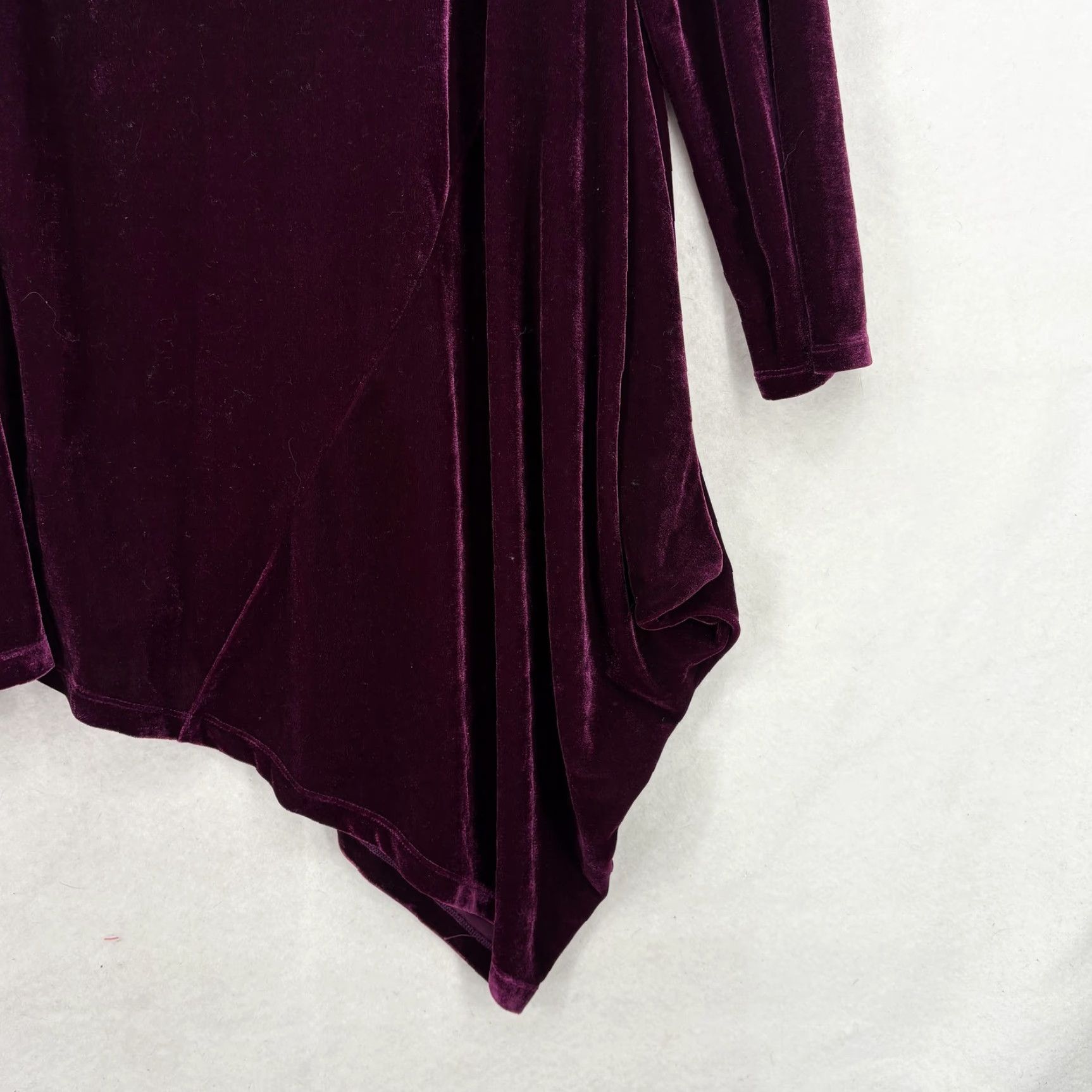Soft Surroundings Soft Surroundings Blouse Womens Medium Purple Velvet Cowl Neck Tunic Asym Hem Size M / US 6-8 / IT 42-44 - 3 Thumbnail