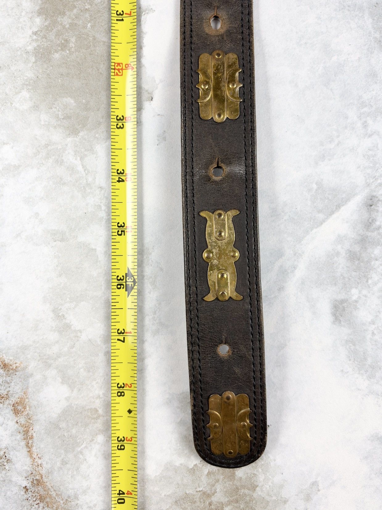 Comme des Garcons Comme des Garcons Gold Metal Embellished Leather Belt Brown Size ONE SIZE - 8 Thumbnail