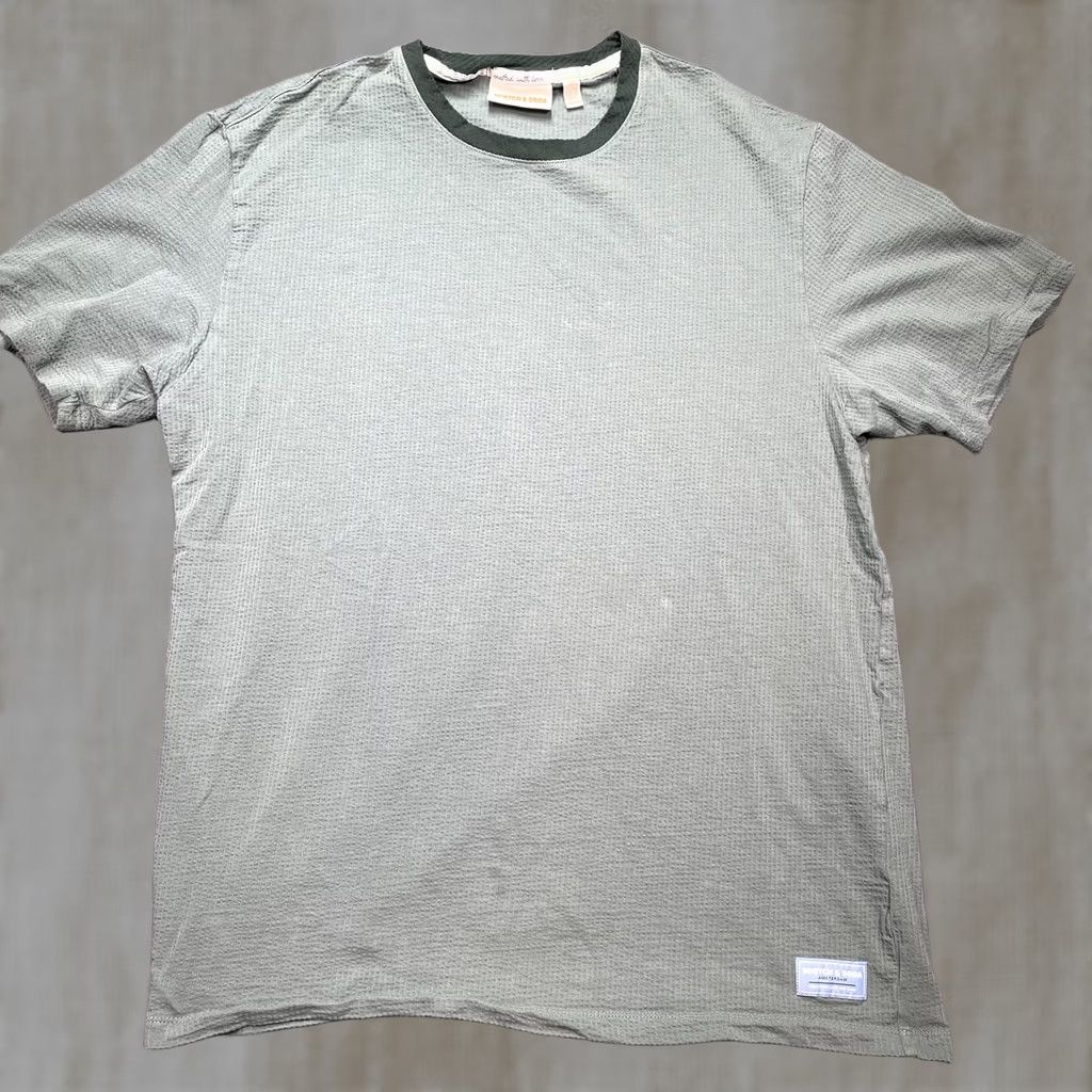 Scotch & Soda Scotch & Soda Shirt Mens XL Green Textured Waffle Knit Stretch Crewneck Tee Size US XL / EU 56 / 4 - 1 Thumbnail