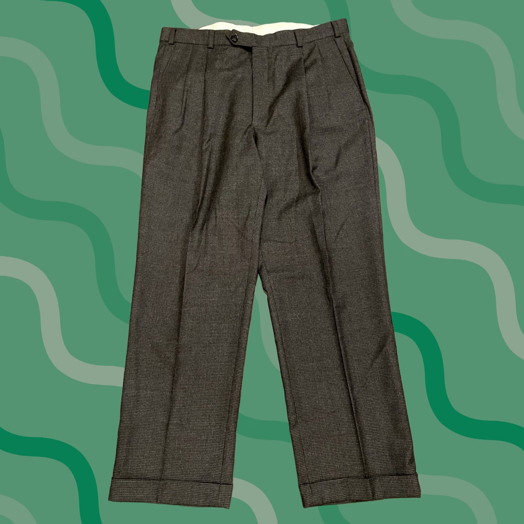 Brooks Brothers VINTAGE Brooks Brothers Pants Mens 36 Gray Wool Houndstooth Plaid Cuffed Dress Pants Regular Mens Size US 36 / EU 52 - 1 Thumbnail