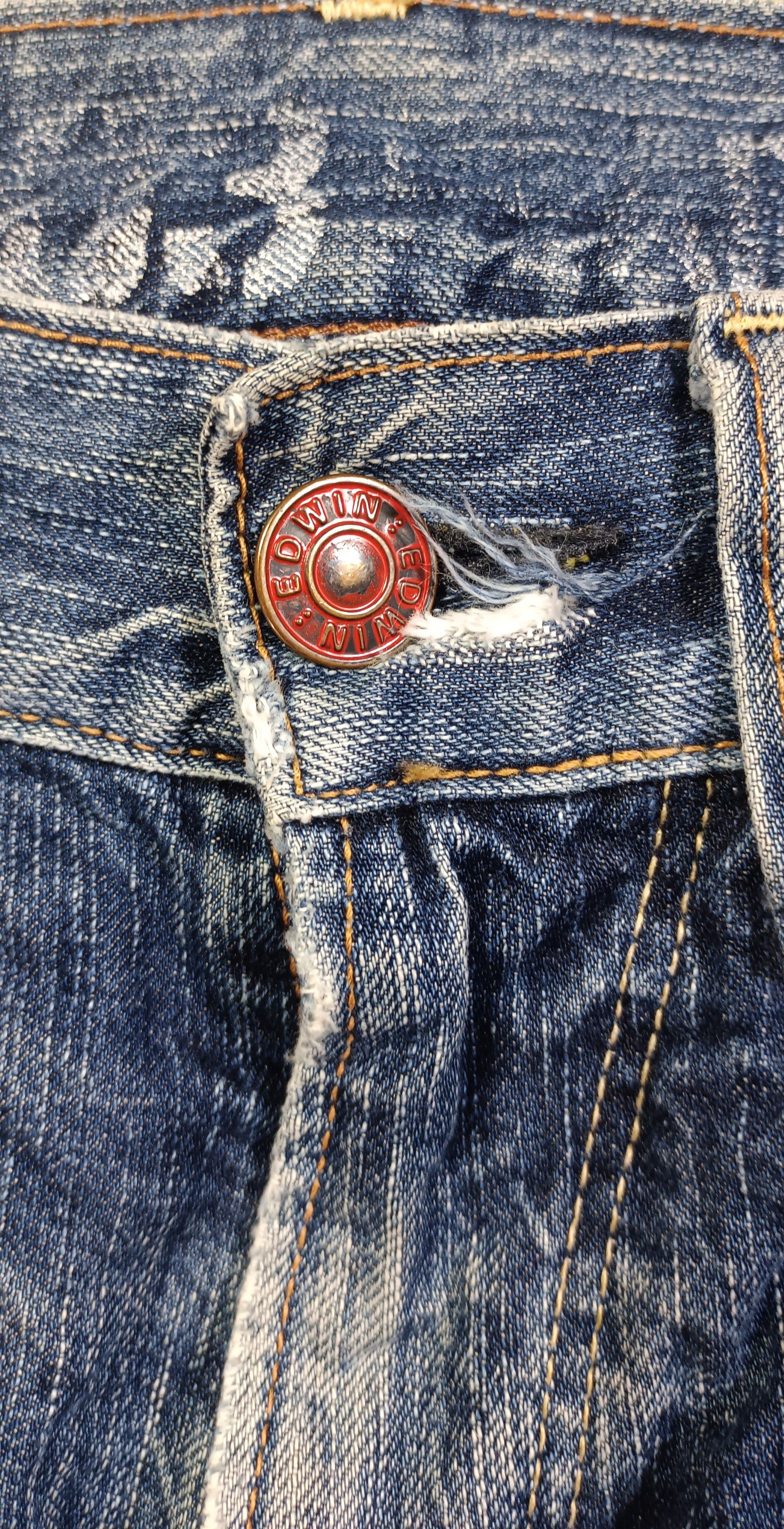 Edwin Vintage Edwin 503 Blue Trip Distressed Jeans Very Rare Size US 32 / EU 48 - 11 Thumbnail