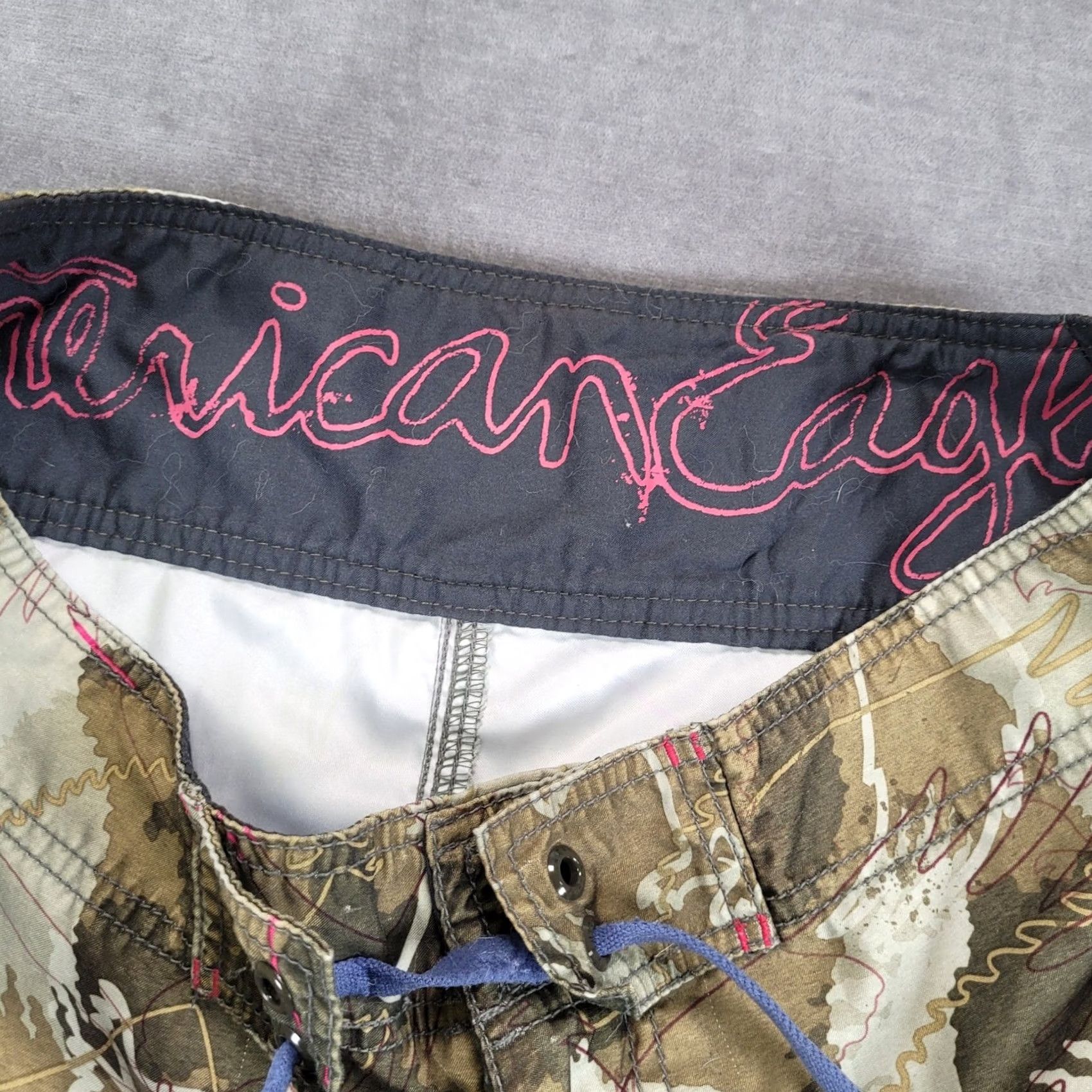 Vintage American Eagle Mens Cargo Board Shorts Size 30 Camo AE77 Blue Gorp Size US 30 / EU 46 - 2 Thumbnail