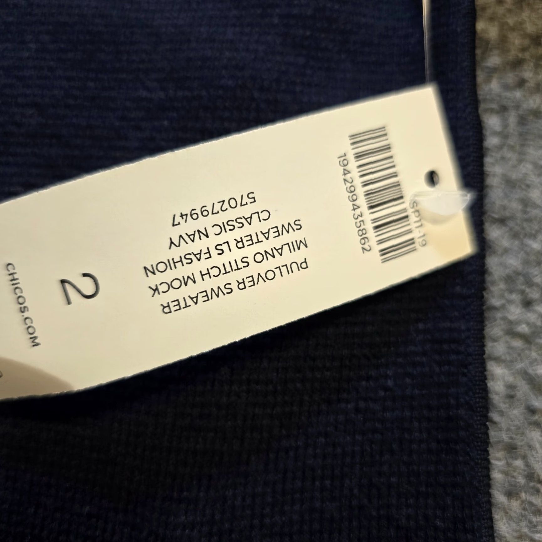 Vintage Chicos Sweater Blue Milano Stitch Mock Neck Pockets Large Womens Pullover Knit Mock Neck Long Sleeve Casual Size L / US 10 / IT 46 - 5 Thumbnail