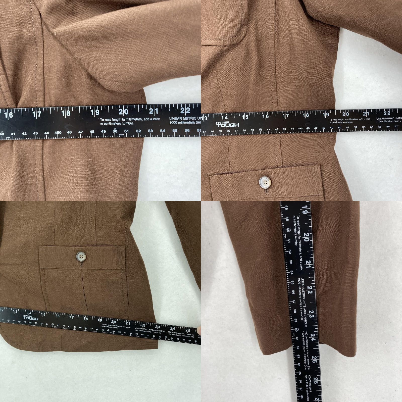 Talbots VINTAGE Talbots Blazer Womens 14P Petite Brown Linen Blend Button Front Tailored Jacket Size XL / US 12-14 / IT 48-50 - 8 Thumbnail