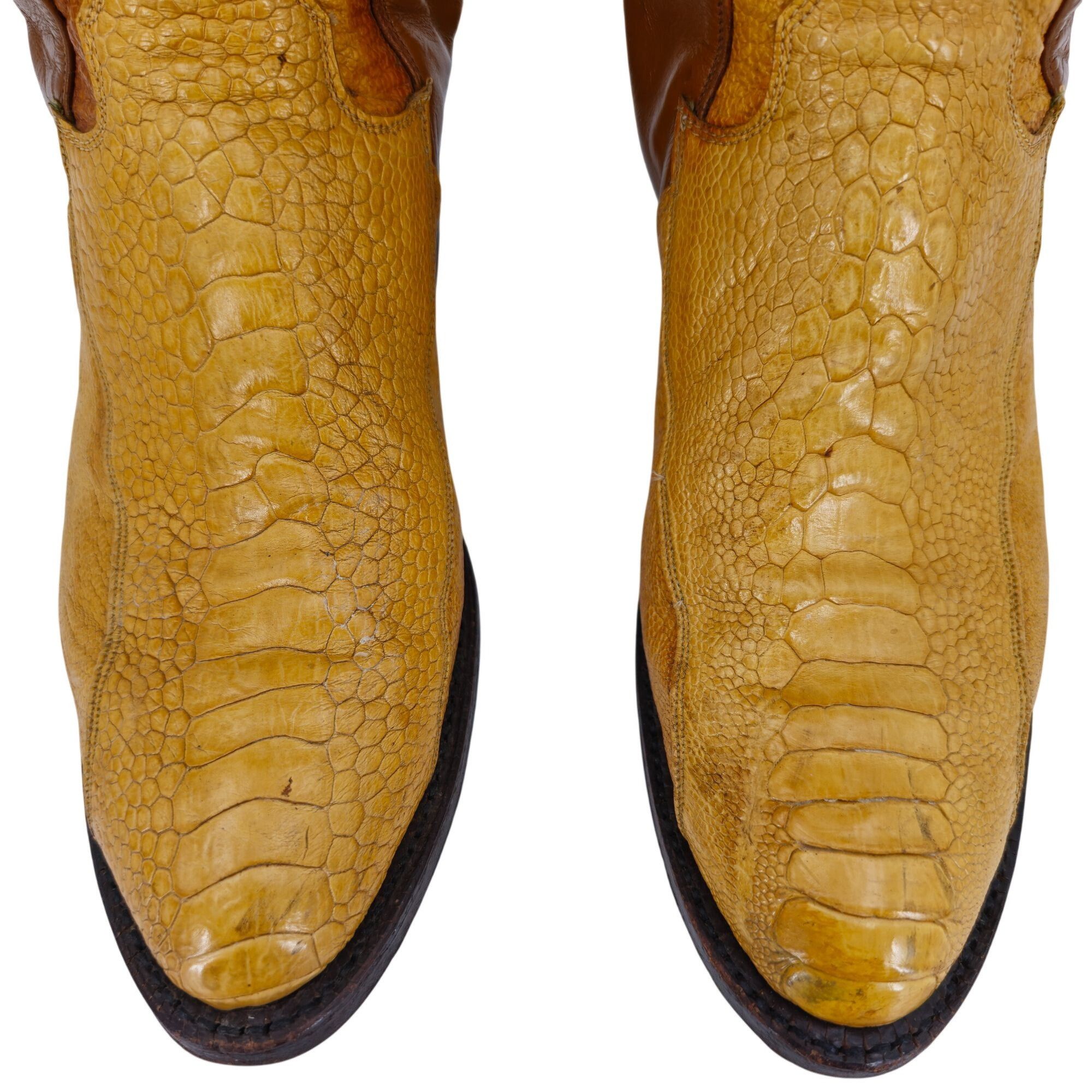 Tony Lama Vintage Unique Exotic Ostrich Tony Lama Mens 7D Brown Cowboy Size US 7 / EU 40 - 9 Thumbnail