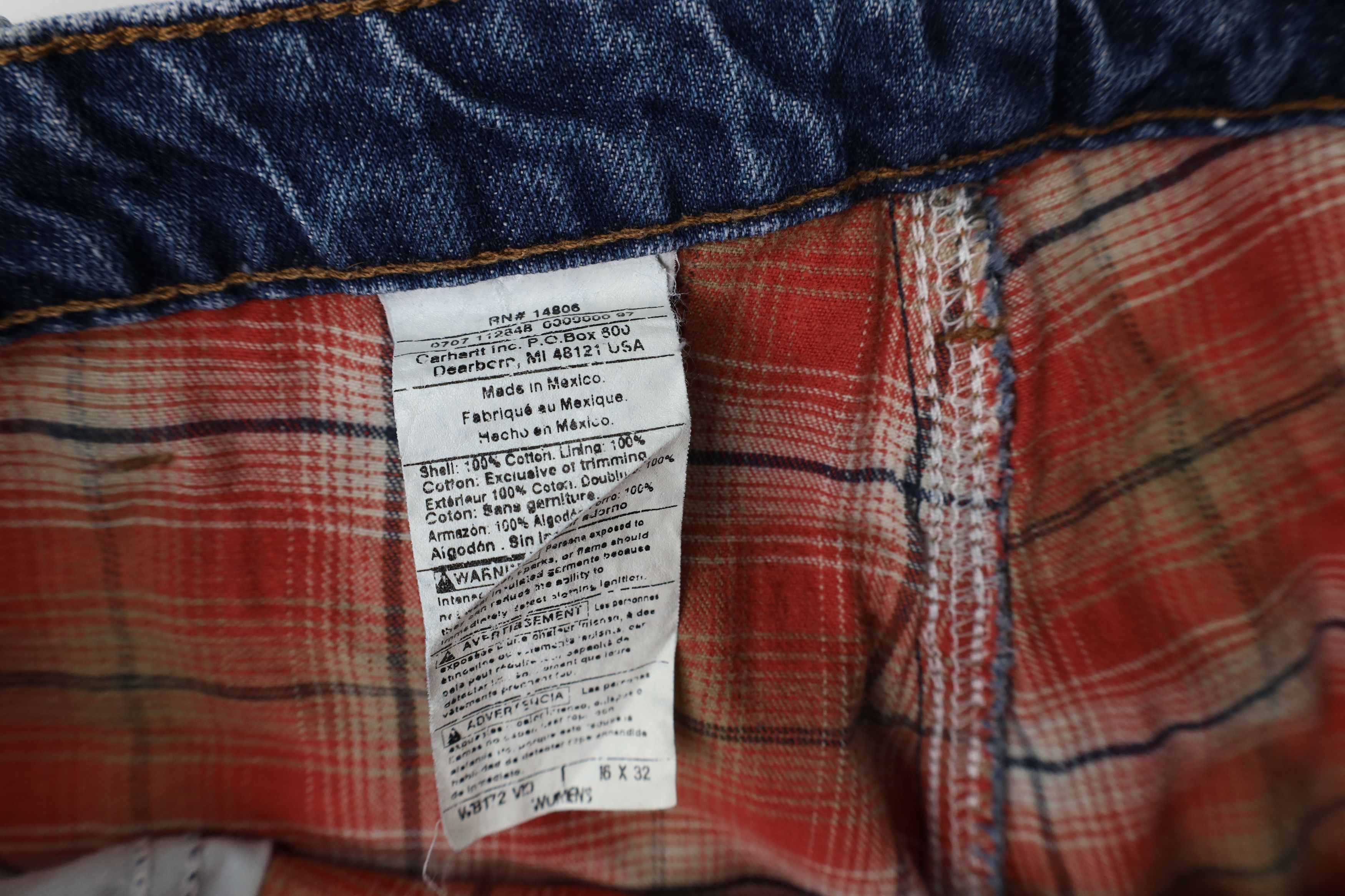 Carhartt Vintage Y2K Carhartt Lined Wide Leg Dungaree Jeans Blue Size 38" / US 16 / IT 52 - 8 Thumbnail