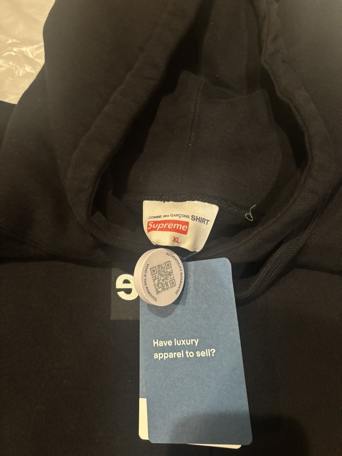 Comme des Garcons Supreme CDG Split Box Logo Hooded Swearshirt Size US XL / EU 56 / 4 - 3 Thumbnail