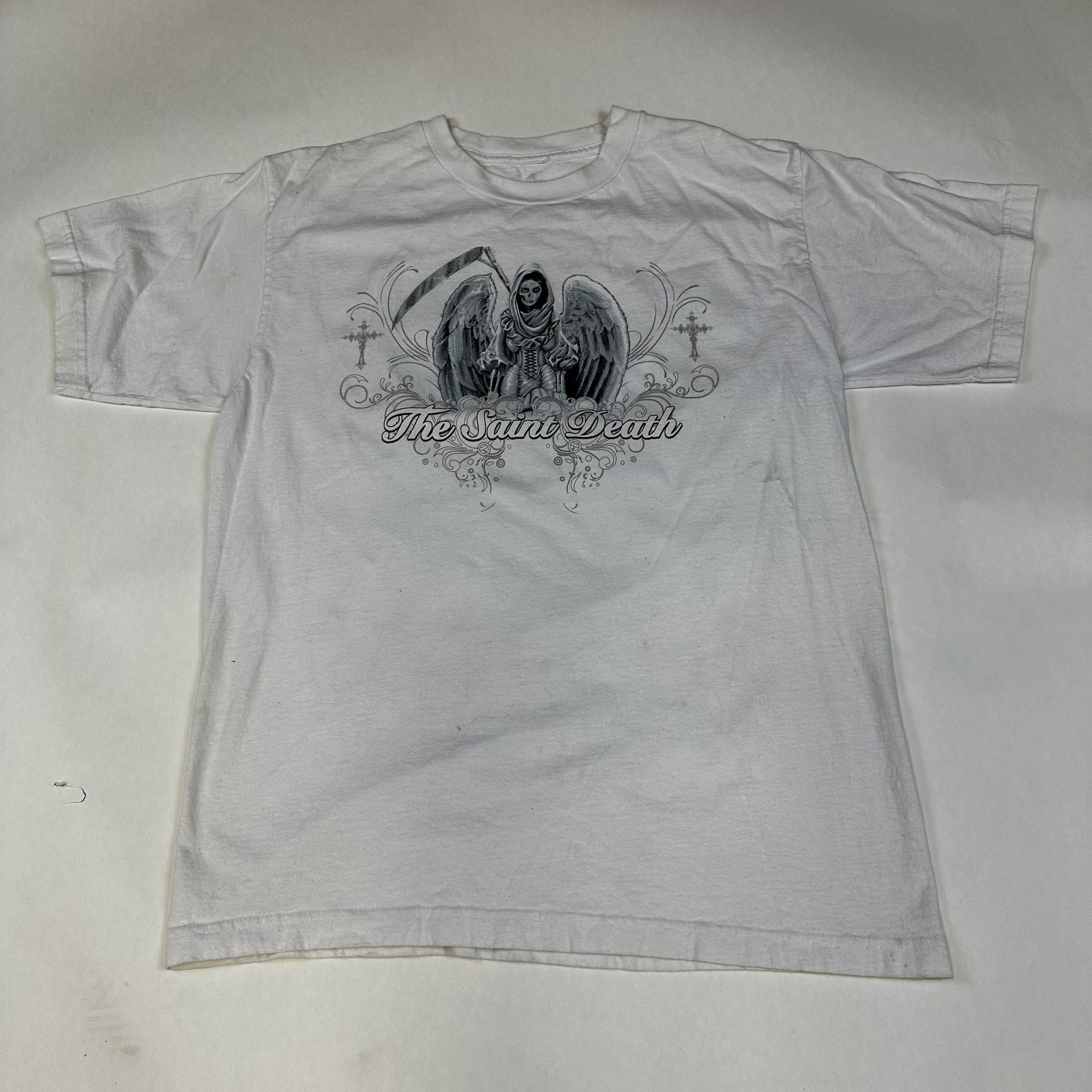 Gildan The Saint Death Graphic T-Shirt White Short Sleeve Cotton Un Size US XL / EU 56 / 4 - 1 Thumbnail