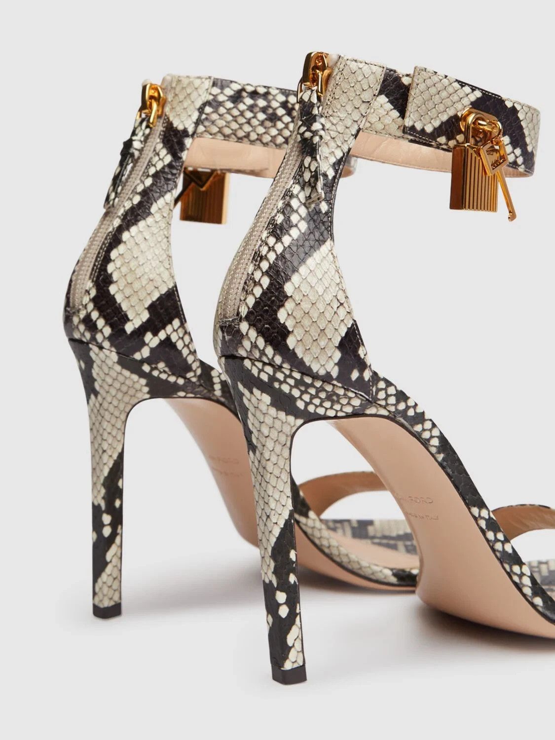 Tom Ford TOM FORD Padlock Beige/Black Leather 105mm Sandals Size US 8 / IT 38 - 3 Thumbnail