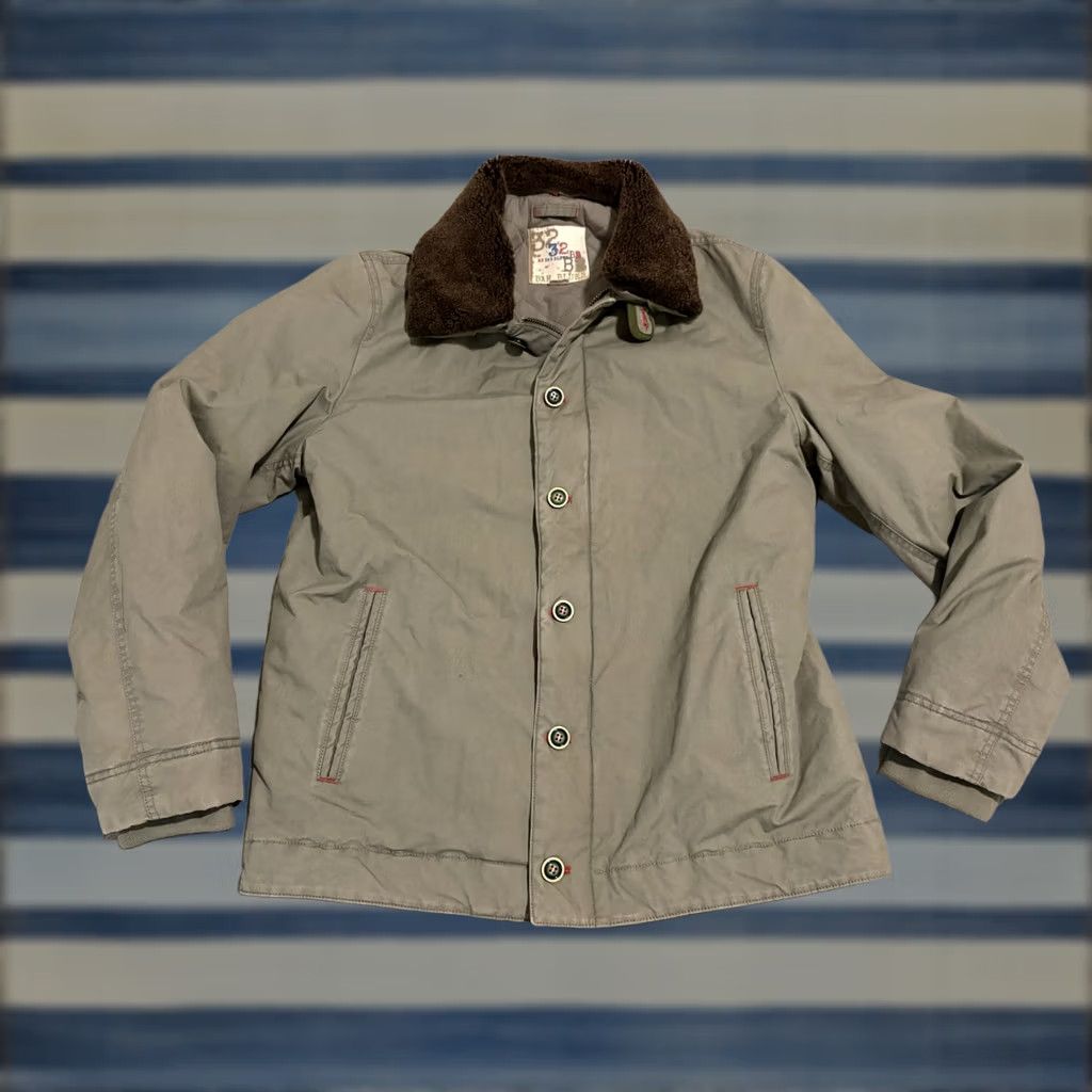 Vintage VINTAGE 32 Bar Blues Green Military Jacket Coat Full Zip Button Sherpa Collar Mens Large Bomber Jacket Green Mens L Full Zip Button Sherpa Collar Size US L / EU 52-54 / 3 - 1 Thumbnail