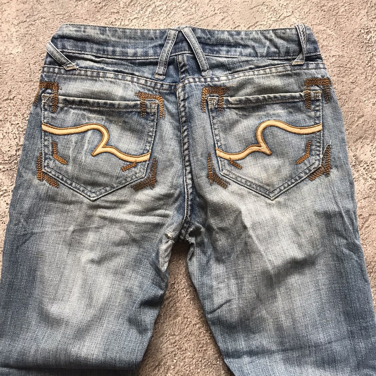 Vintage Vintage 90s Distressed Flared Jeans Low Rise Grunge Y2K 29 Size 29" - 5 Thumbnail