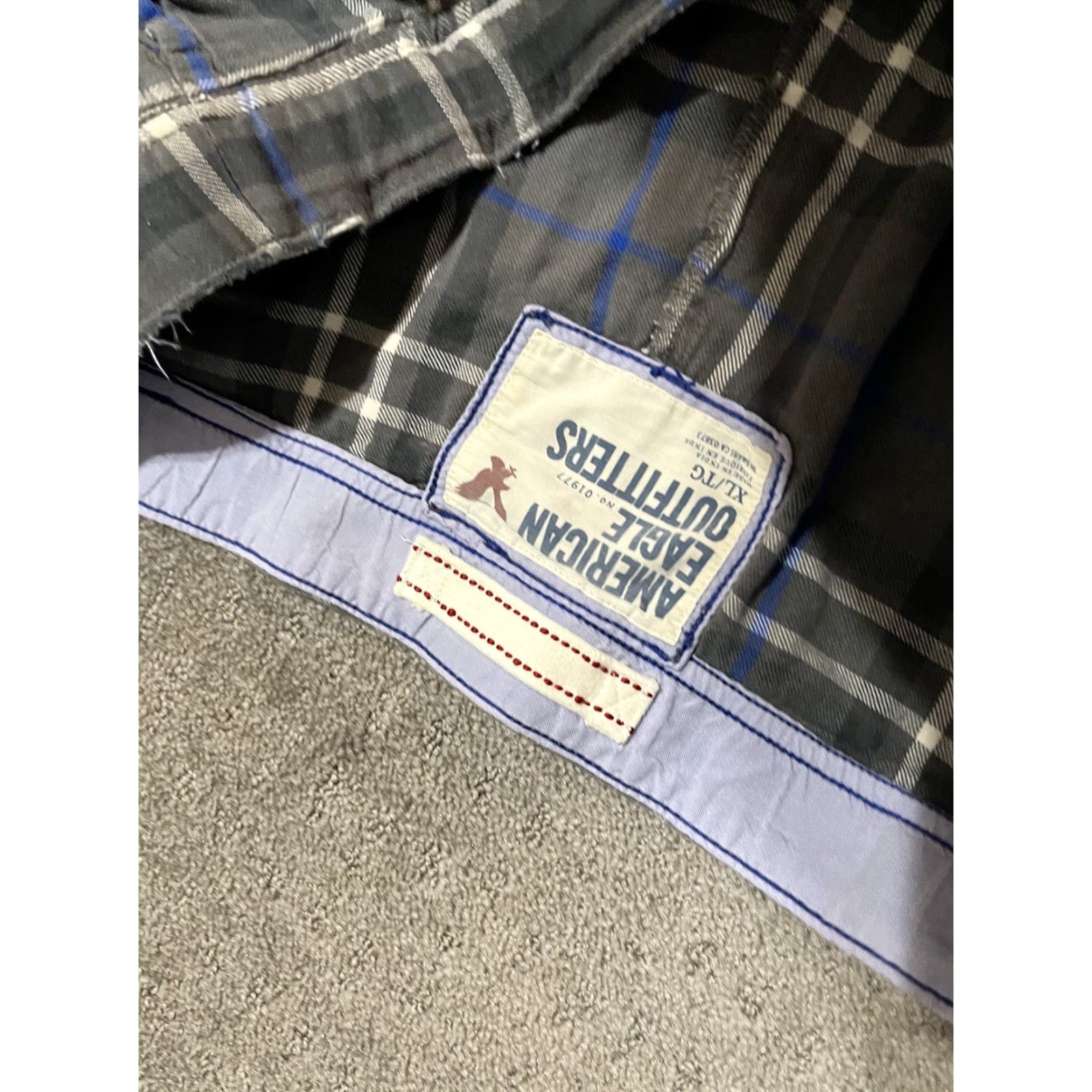 American Eagle Outfitters American Eagle Sweatpants XL Gray Plaid Fleece Lounge Straight Elastic Waist Pockets Mens Cargo Activewear Casual Travel Winter Fall Spring Size US 36 / EU 52 - 6 Thumbnail