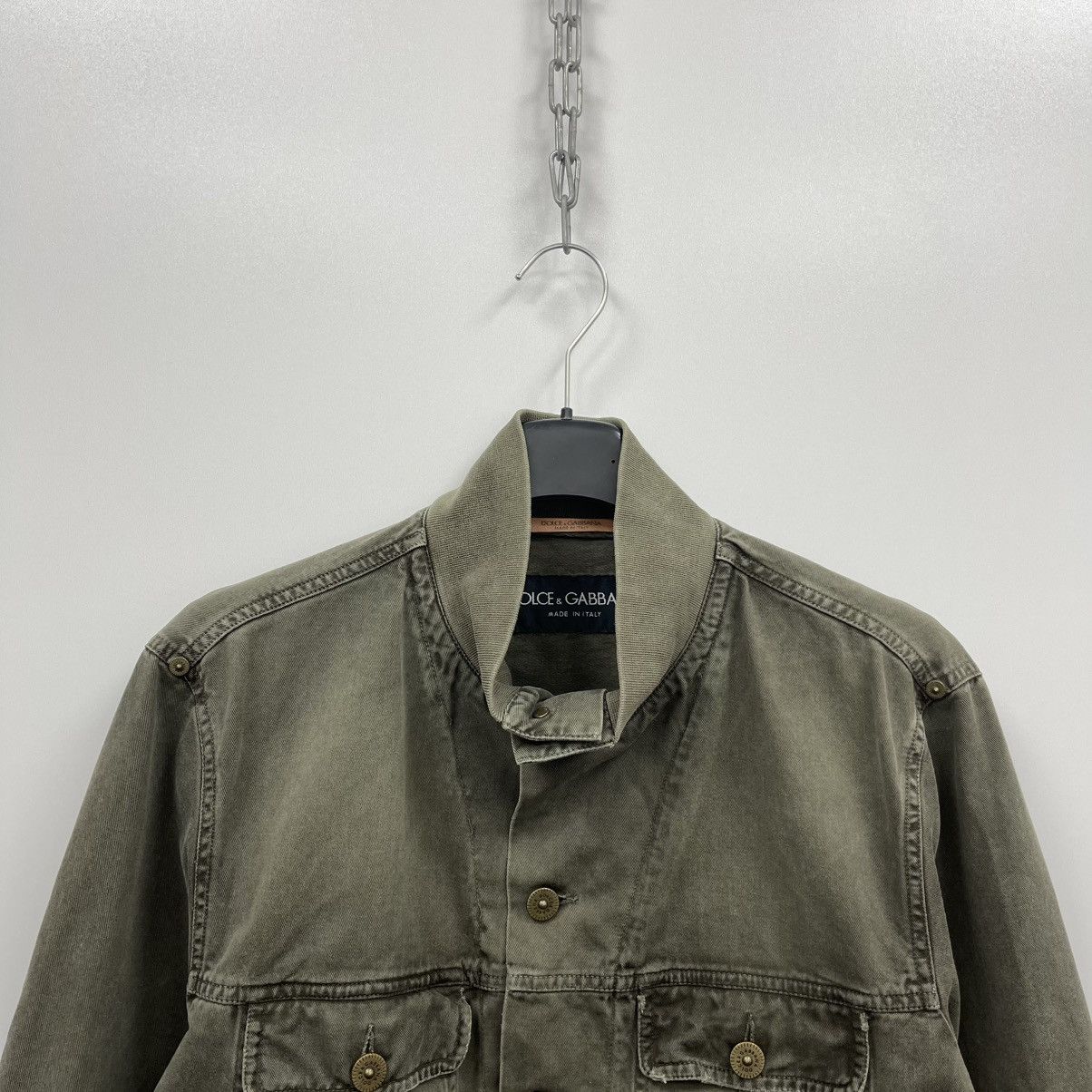 Dolce & Gabbana Dolce & Gabbana Distressed Cotton Faded Vintage Jacket Green Size US M / EU 48-50 / 2 - 2 Thumbnail